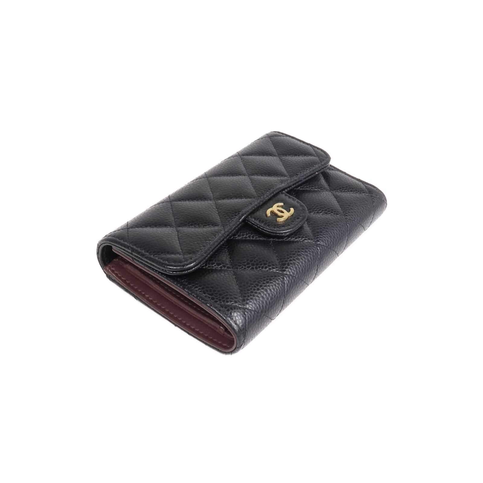 CHANEL 牛皮皮革Long Wallet金扣長錢包