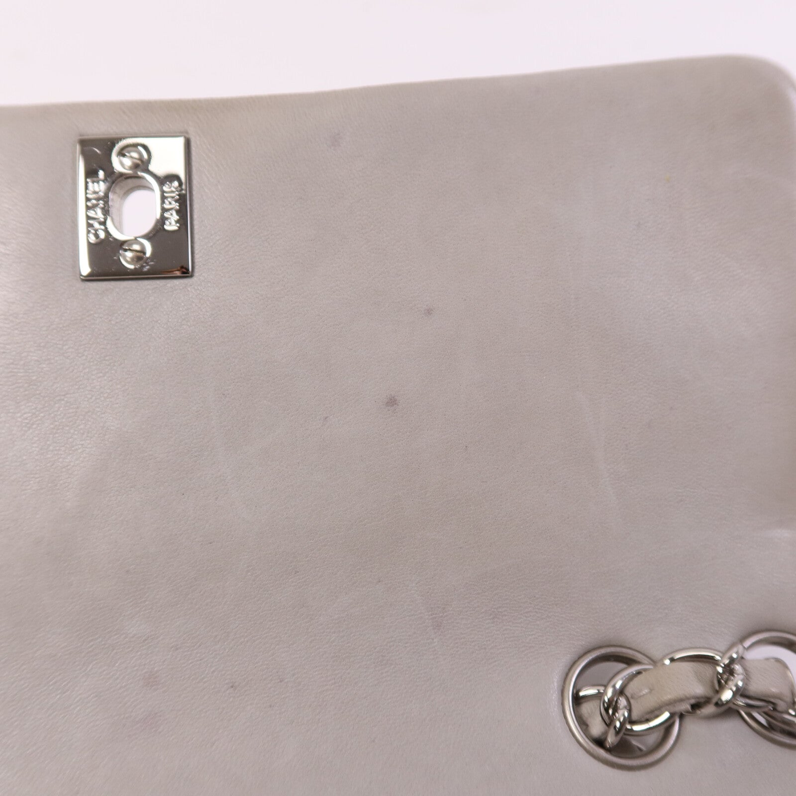 CHANEL 羊皮皮革Chain Shoulder銀扣鏈帶肩背袋