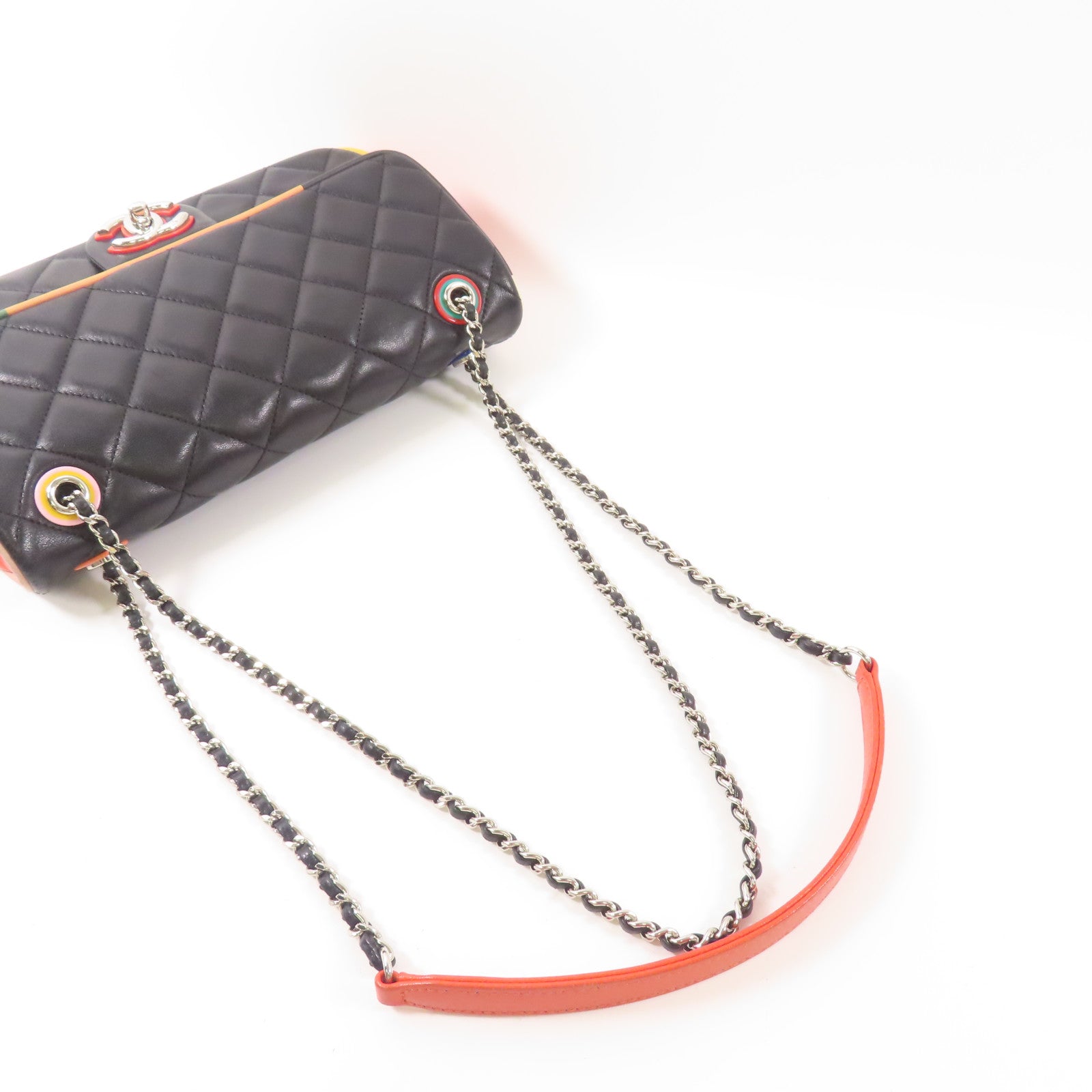 CHANEL 皮革Chain Shoulder Bag銀扣鏈帶肩背袋