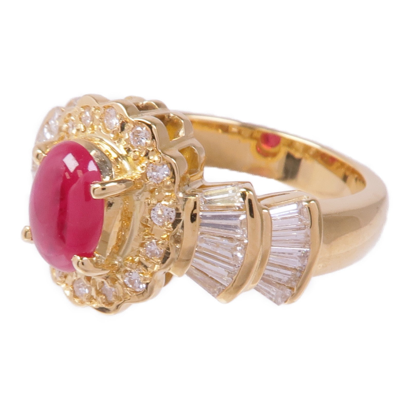 JEWELRY 【激減優惠】18K黃金Ruby Diamond Ring紅寶石/鑽石戒指US#5.75