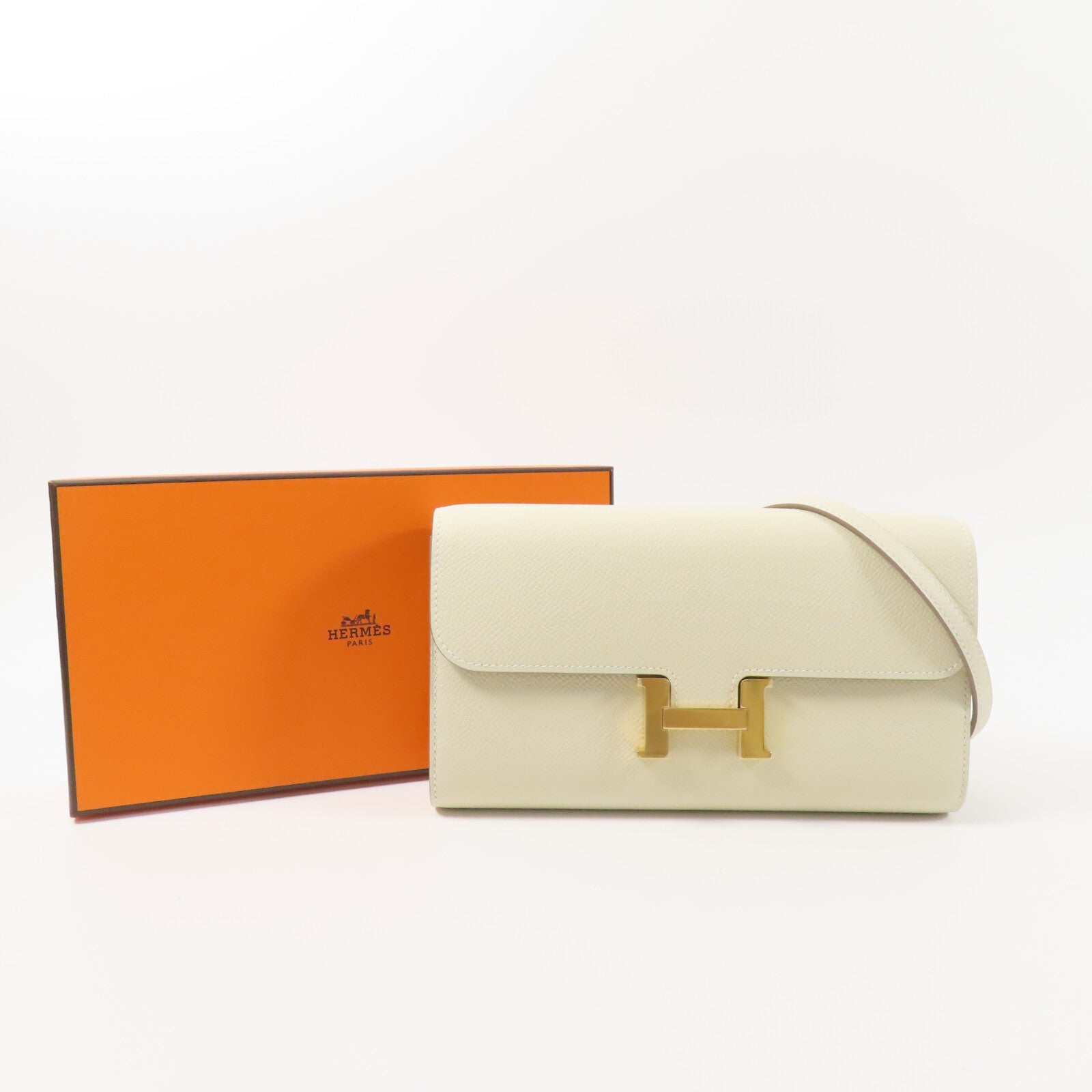 HERMES 皮革Constance To Go肩背袋Craie