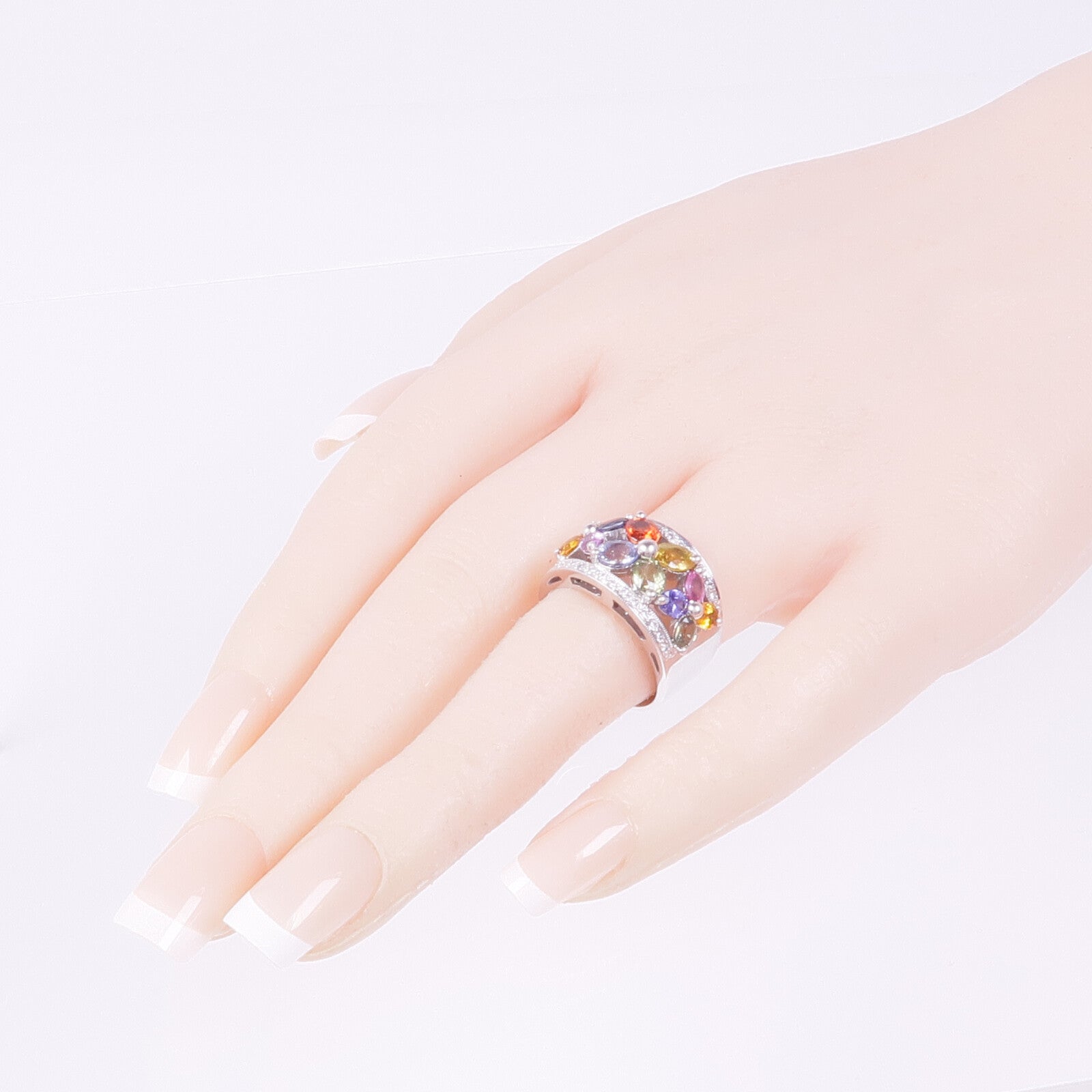 JEWELRY 18K白金Multi Stone Ring多顆寶石戒指US#6.75