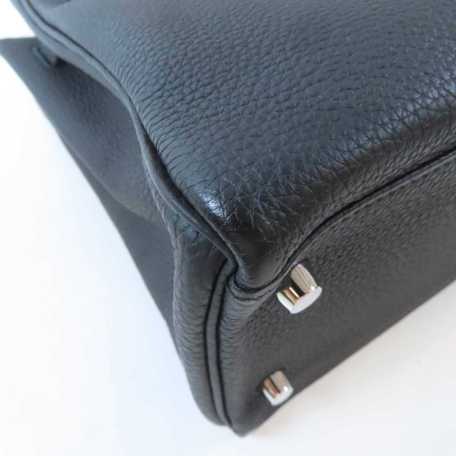 HERMES Togo皮革Kelly 28銀扣手挽肩背兩用袋Noir黑色
