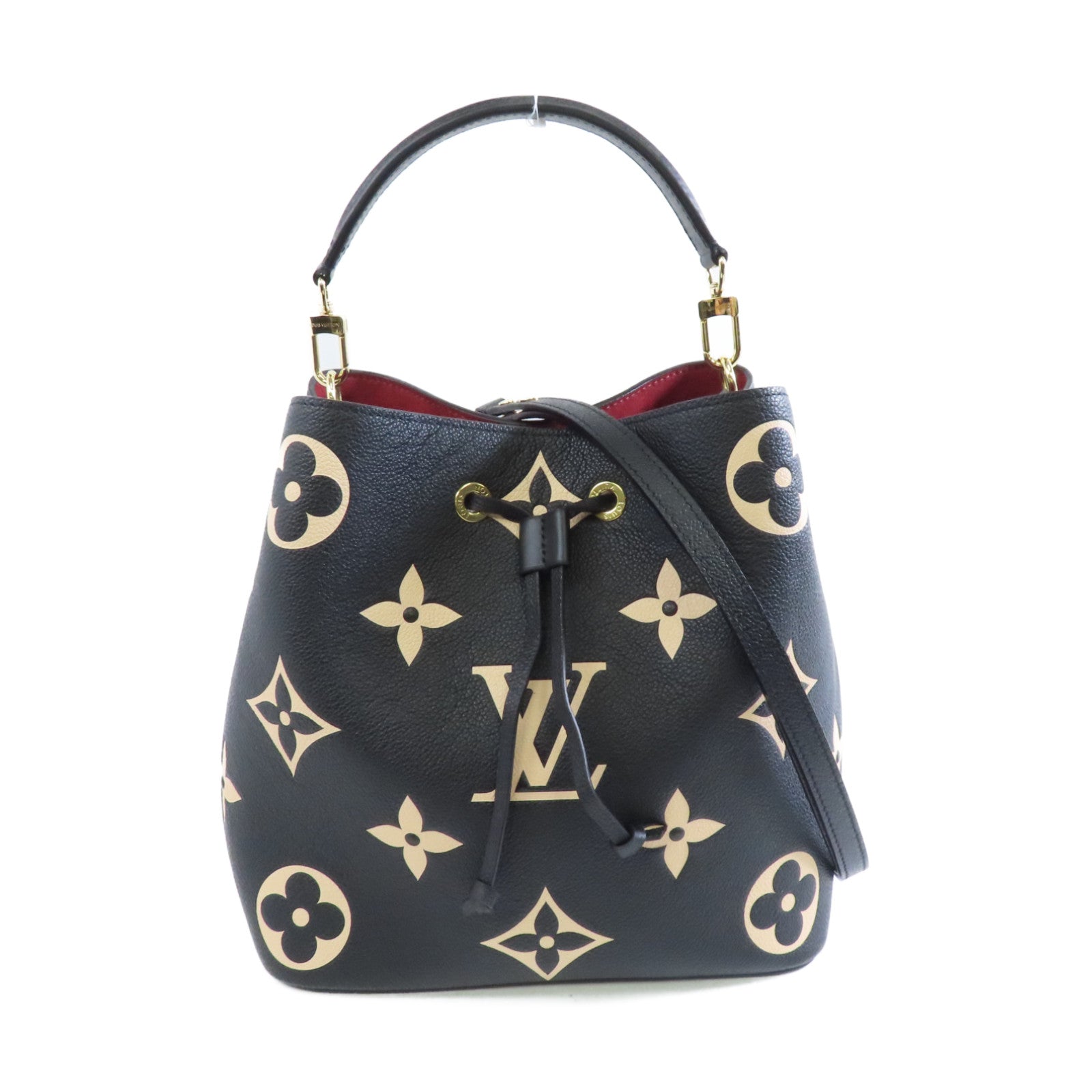 LOUIS VUITTON Monogram Empreinte Neo Noe MM金扣手挽肩背兩用袋黑色/米色