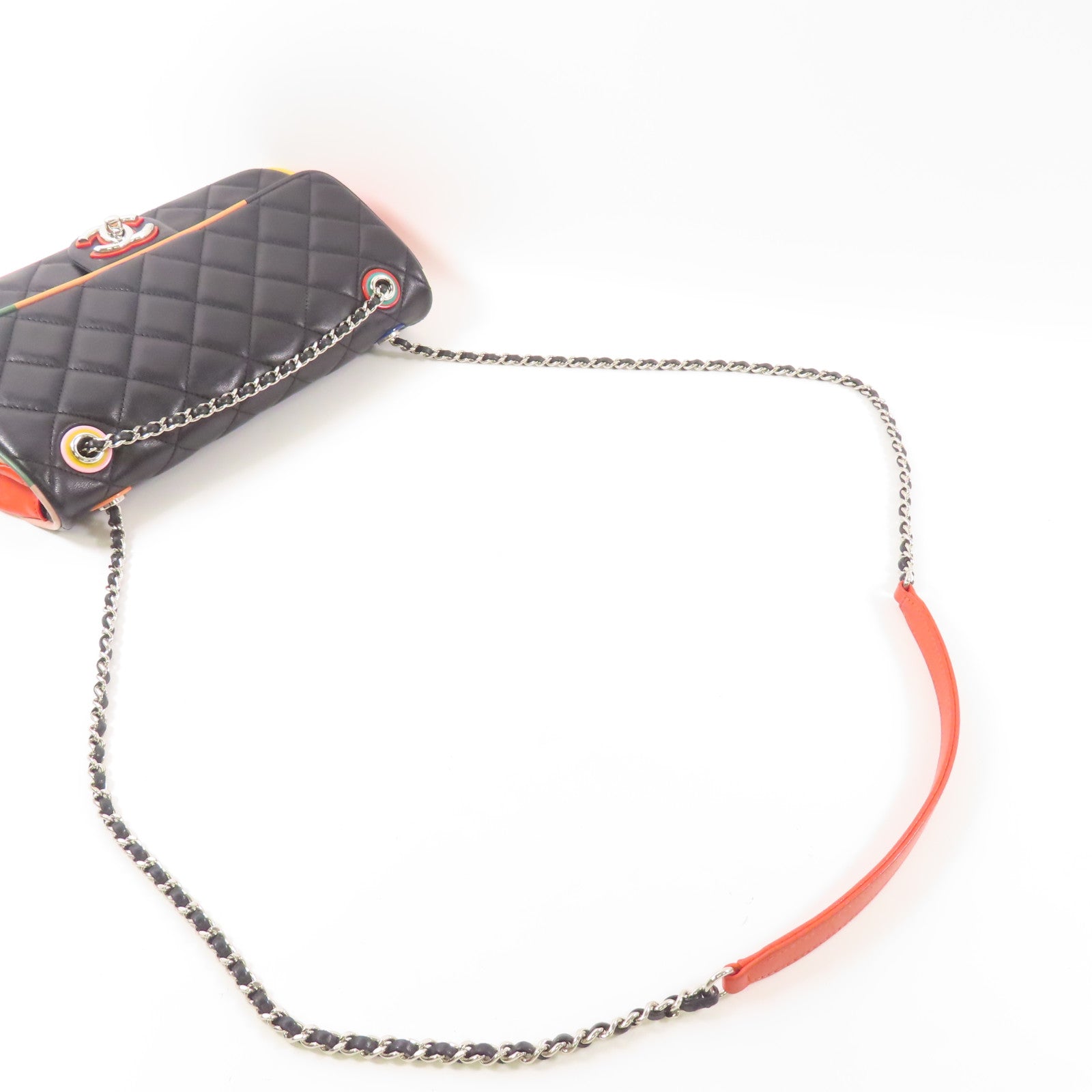 CHANEL 皮革Chain Shoulder Bag銀扣鏈帶肩背袋