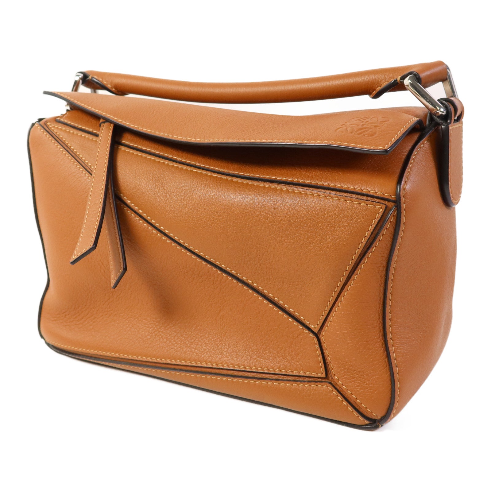 LOEWE 牛皮皮革Puzzle Bag銀扣手挽肩背兩用袋