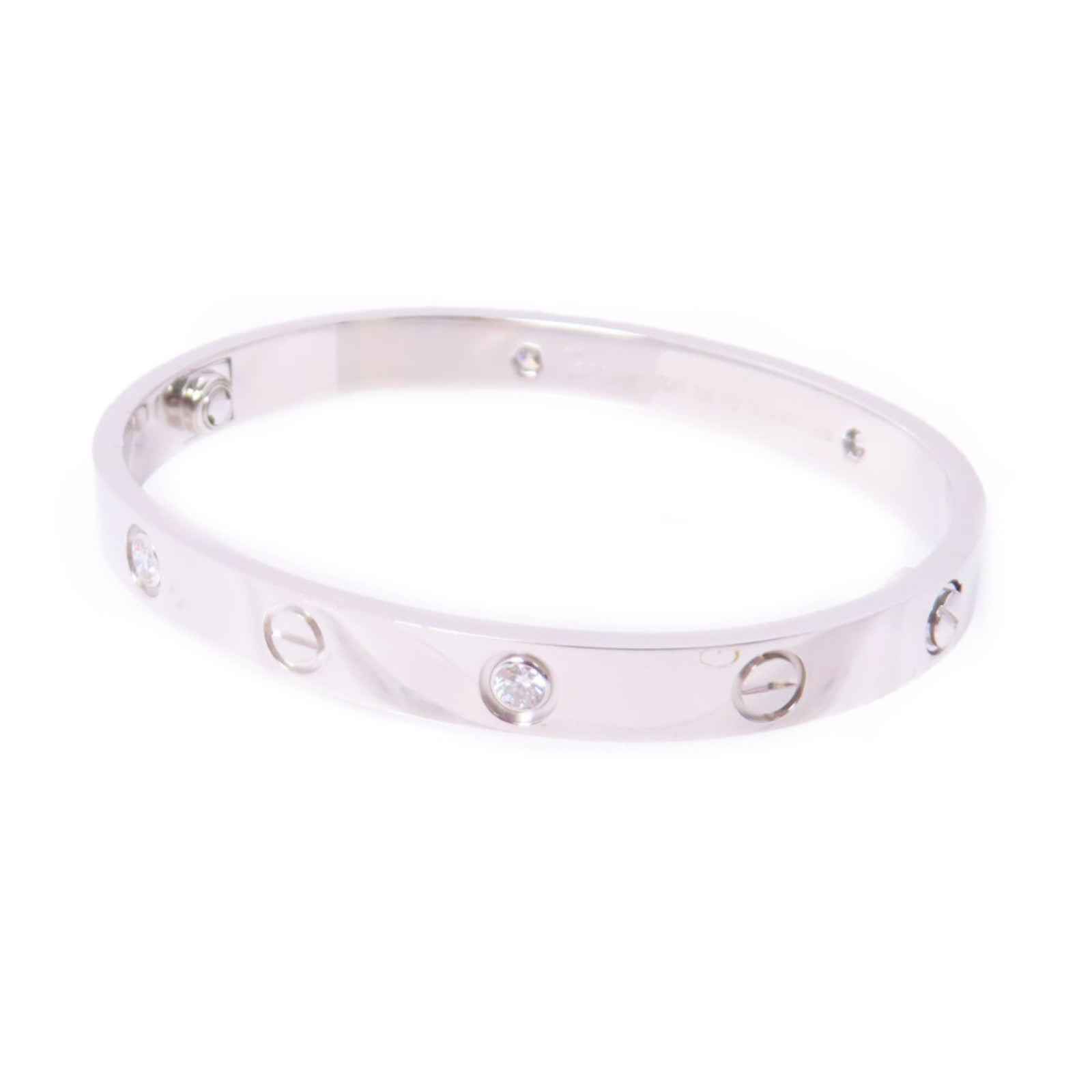 CARTIER 18K白金/鑽石 4Diamonds Love Bracelet Classic Model手鐲#16