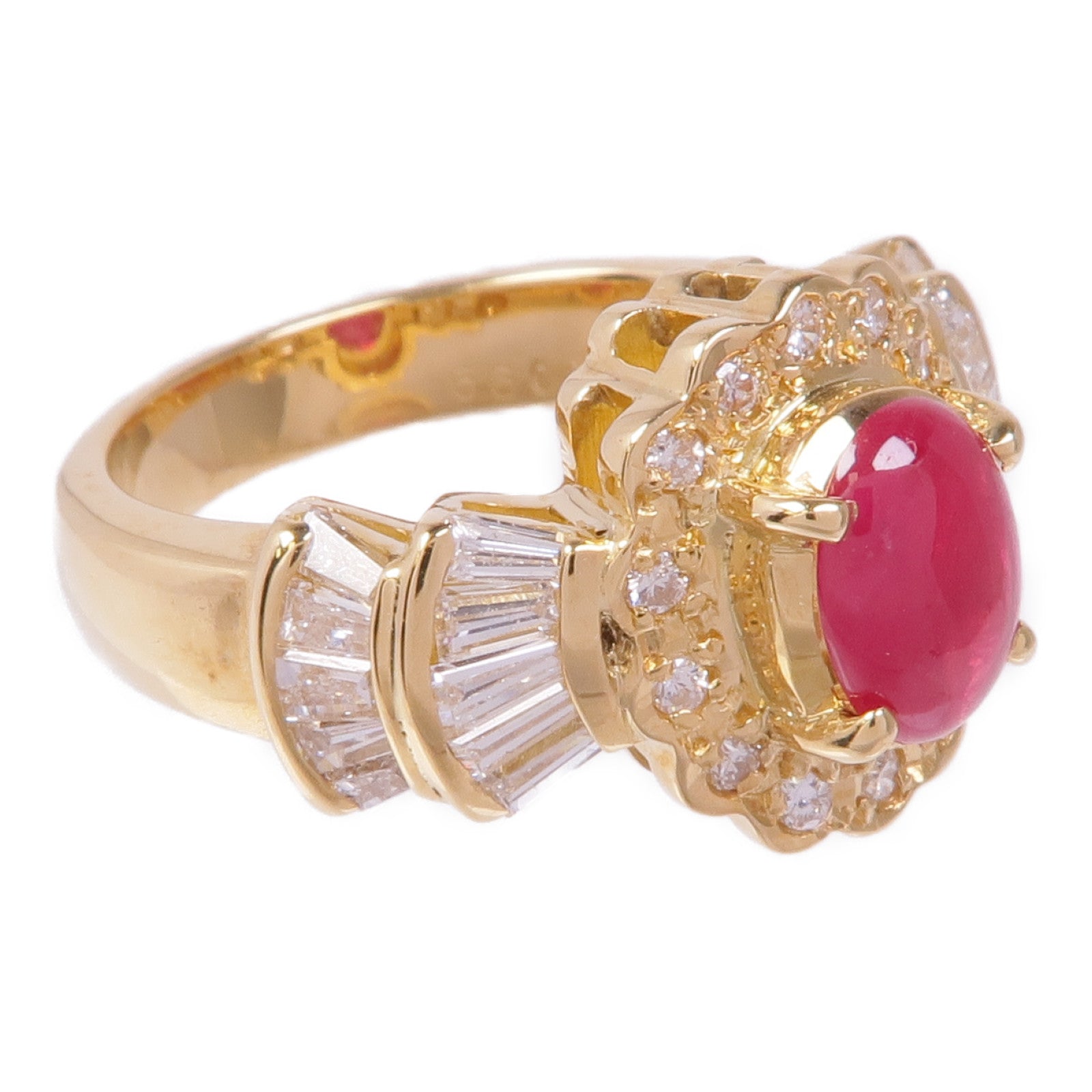 JEWELRY 【激減優惠】18K黃金Ruby Diamond Ring紅寶石/鑽石戒指US#5.75