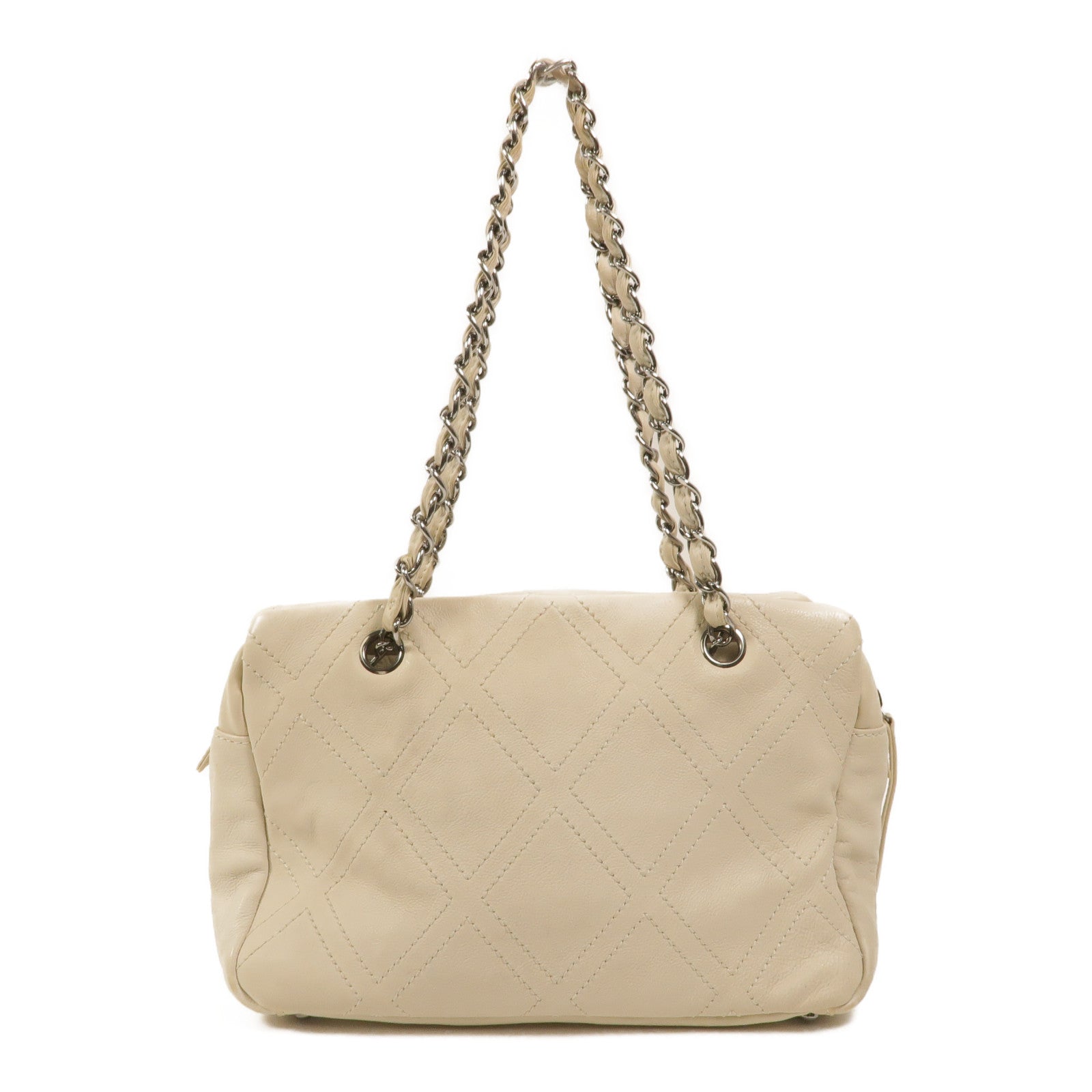 CHANEL 牛皮皮革Diamond Stitch Tote Bag鏈帶肩背袋