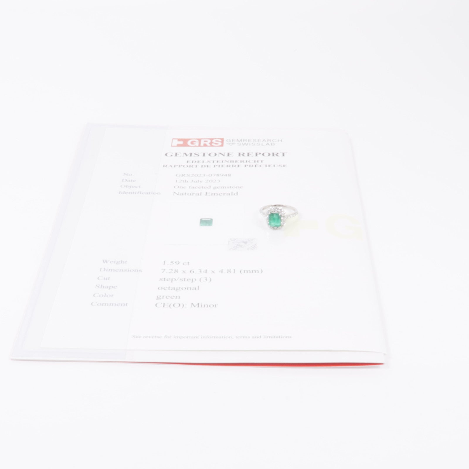 JEWELRY PT950鉑金Emerald Diamond Ring綠寶石/鑽石戒指US#6