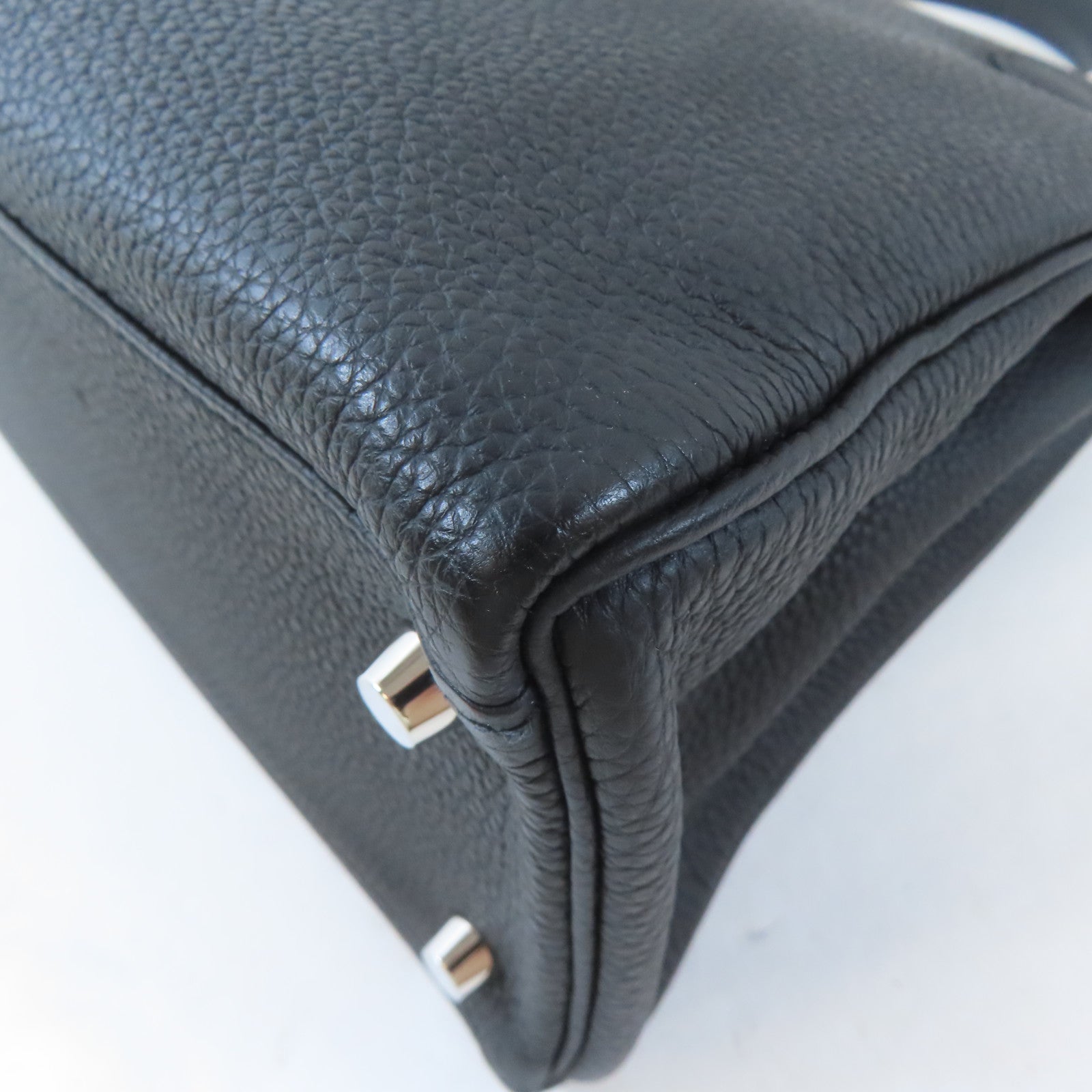 HERMES Togo皮革Kelly 28銀扣手挽肩背兩用袋Noir黑色