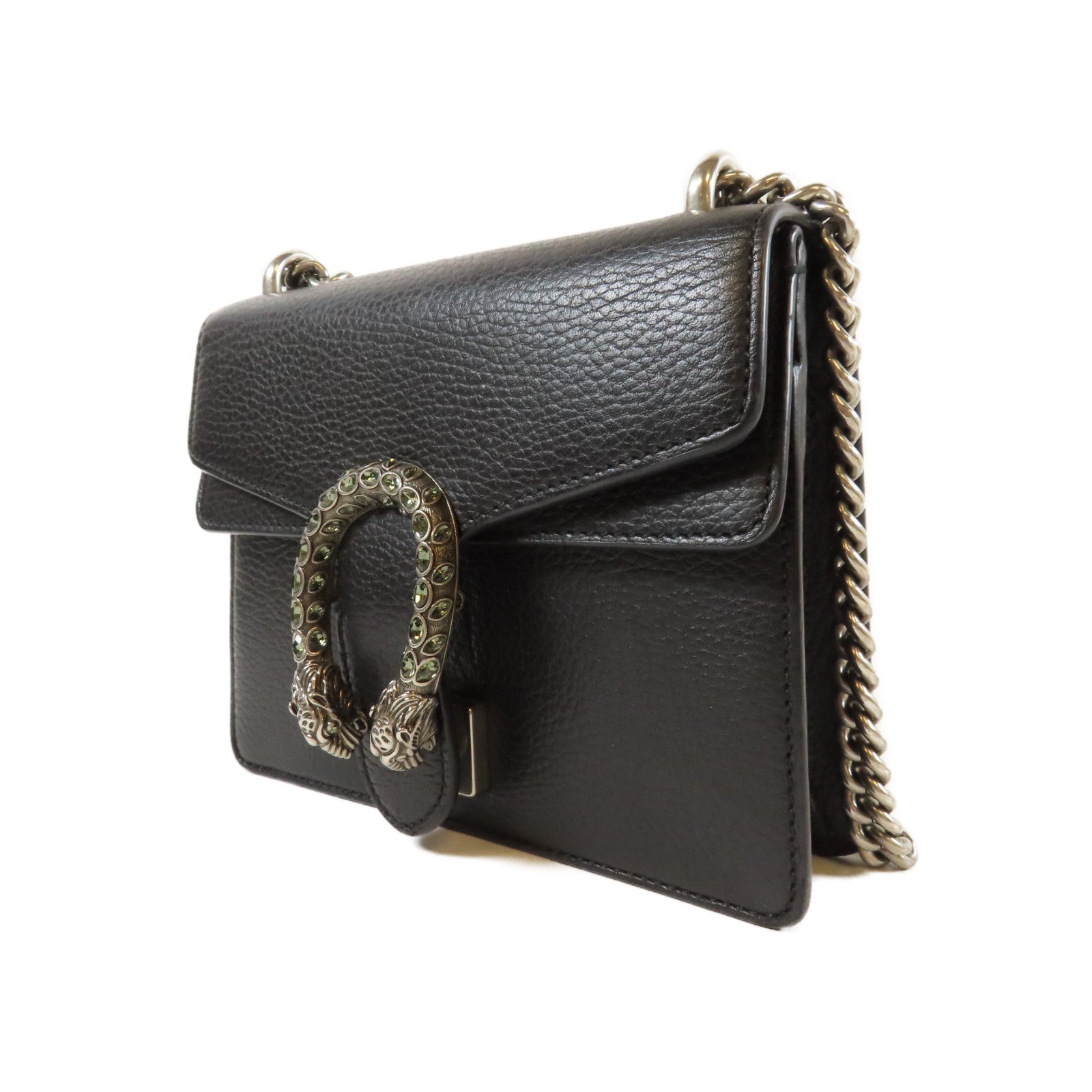 GUCCI 【激減優惠】牛皮皮革Dionysus Mini銀扣鏈帶肩背袋黑色