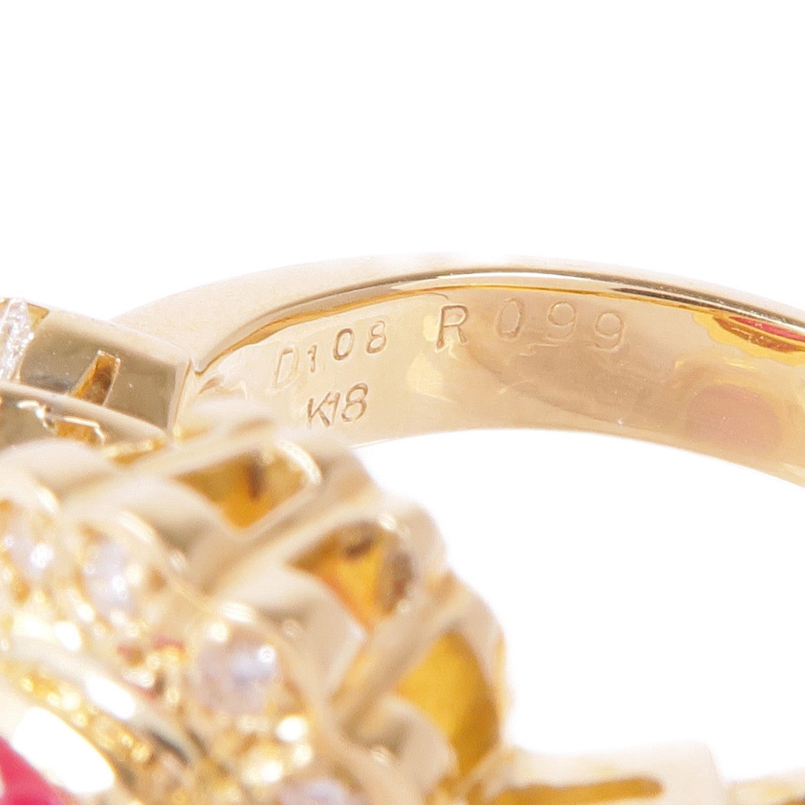 JEWELRY 18K黃金Ruby Diamond Ring紅寶石/鑽石戒指US#5.75