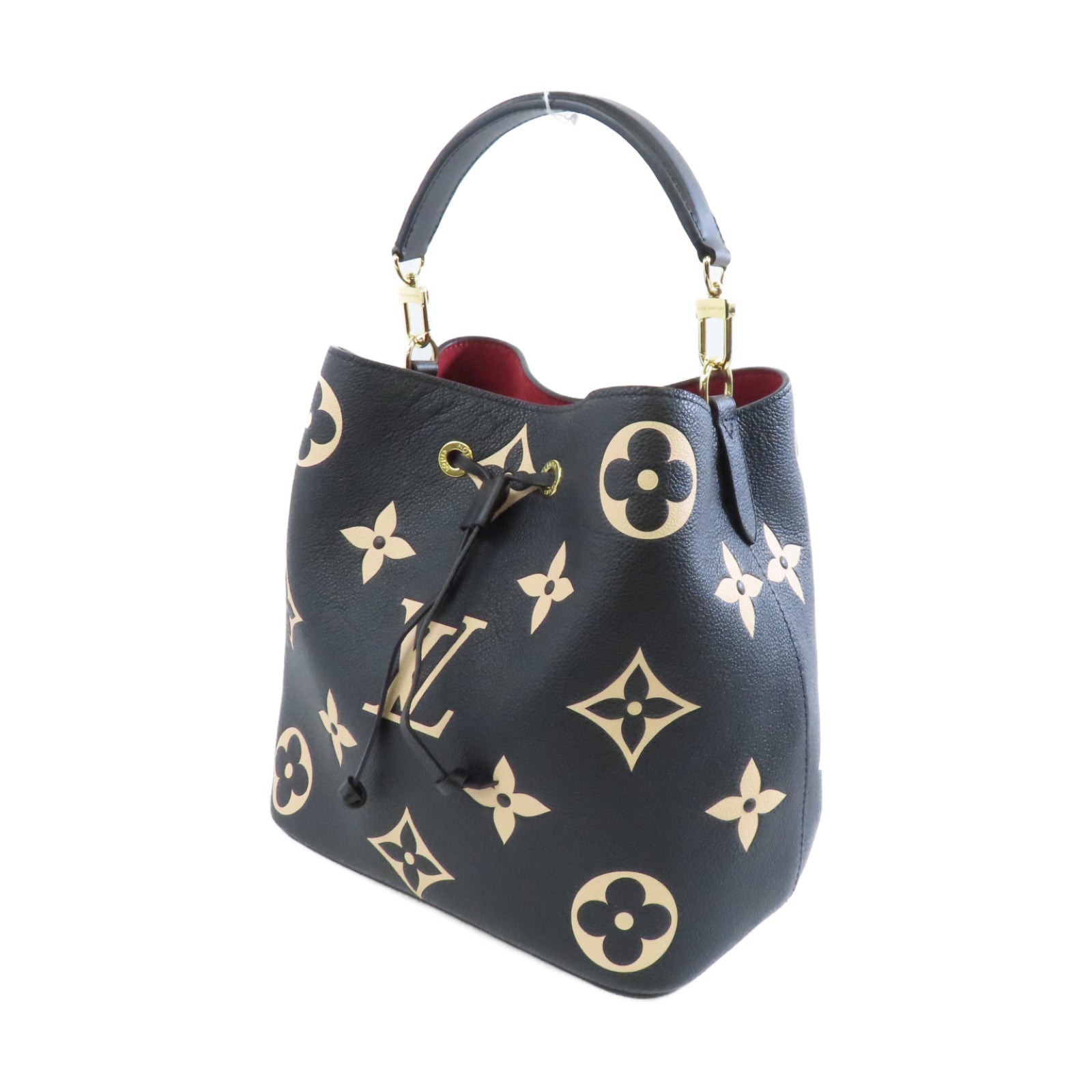 LOUIS VUITTON Monogram Empreinte Neo Noe MM金扣手挽肩背兩用袋黑色/米色
