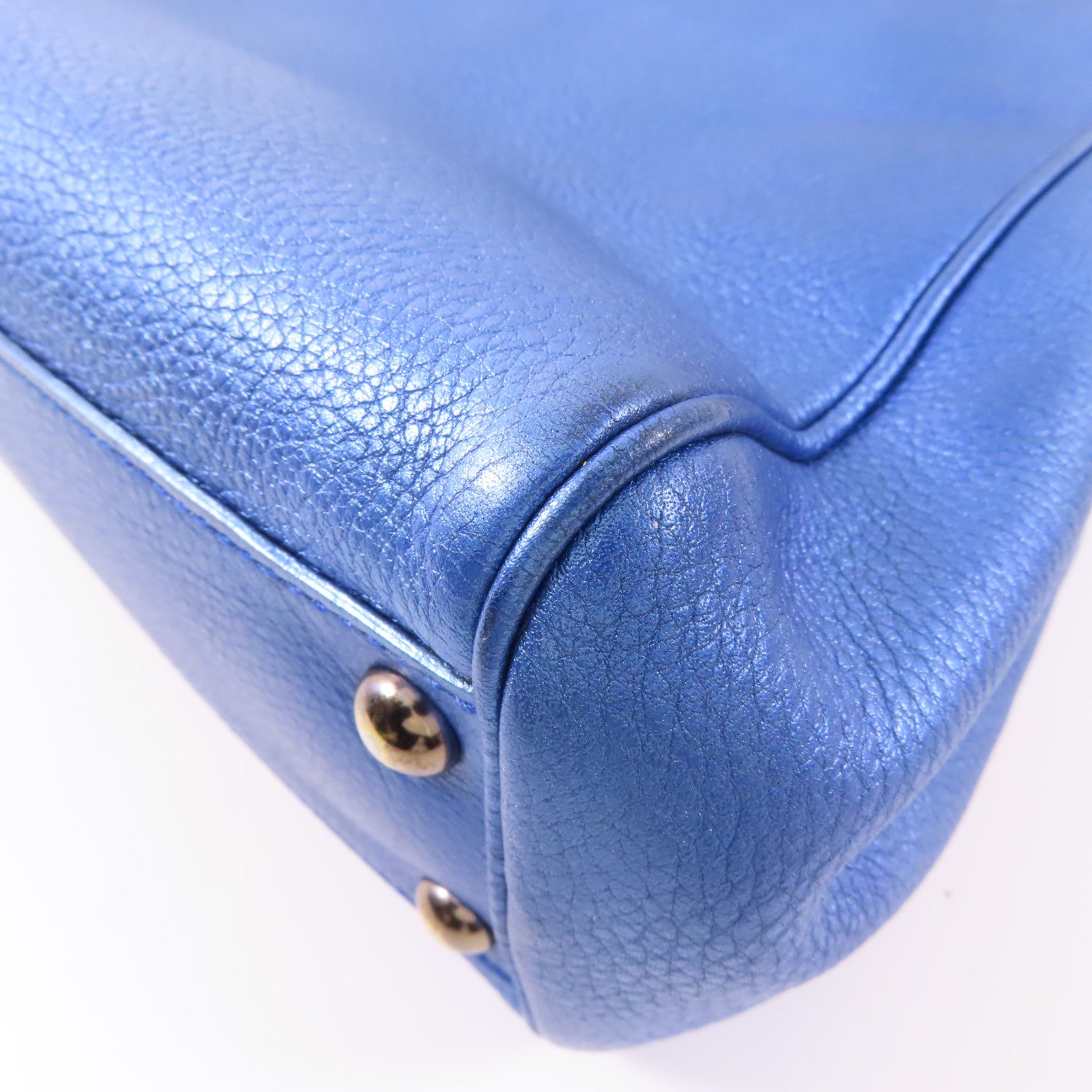 GUCCI GG Bamboo Handbag 336032 Calfskin Leather Blue