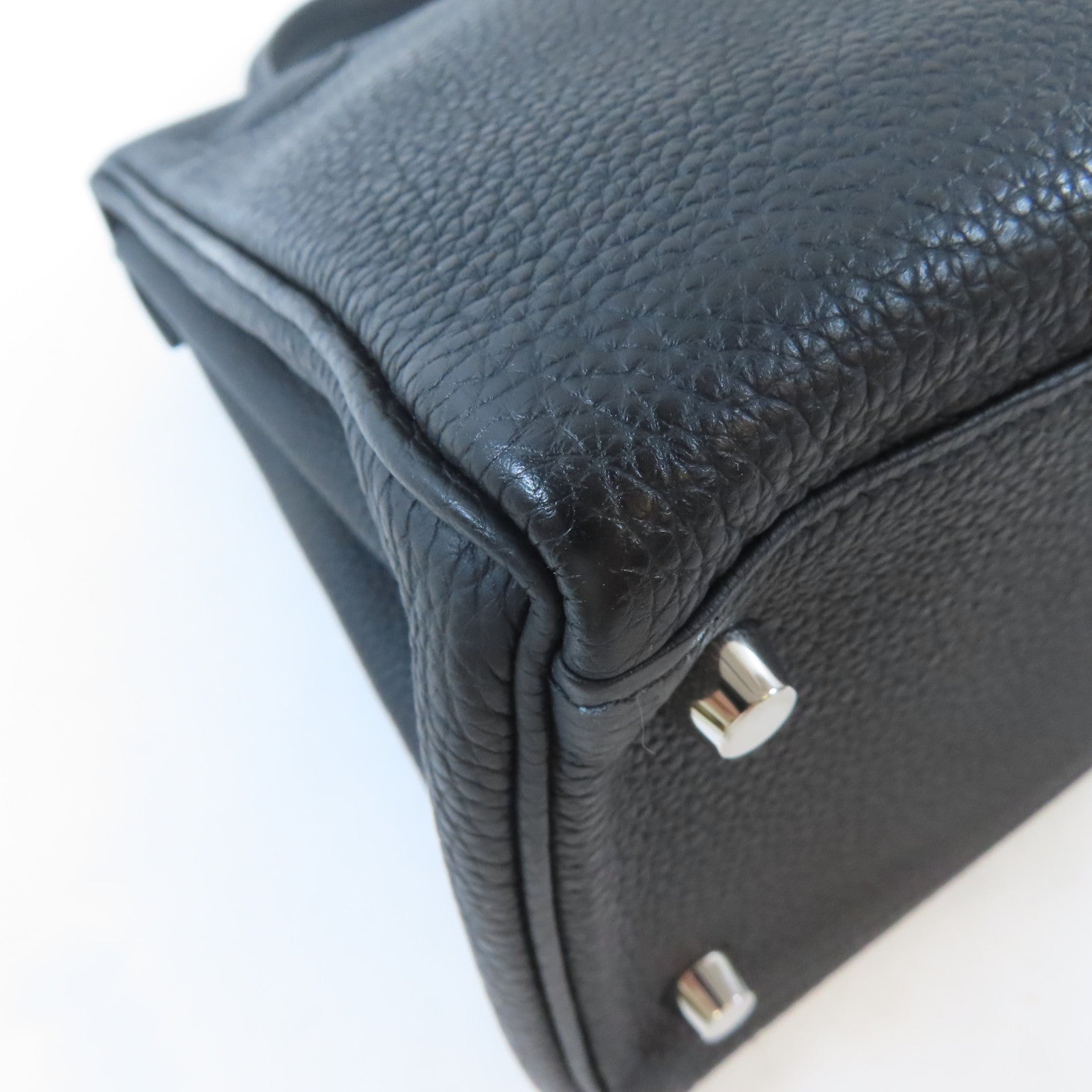 HERMES Togo皮革Kelly 28銀扣手挽肩背兩用袋Noir黑色
