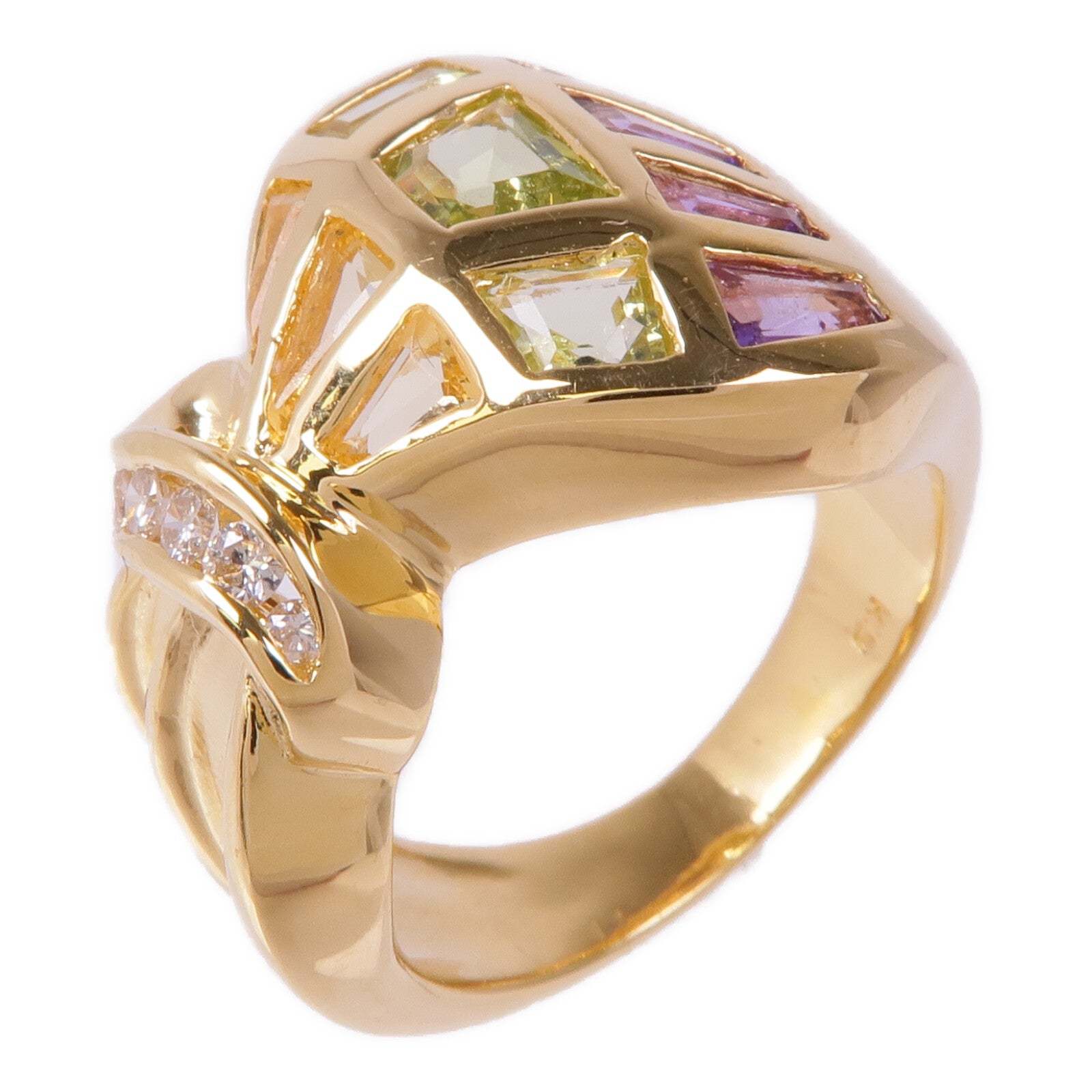 JEWELRY 【激減優惠】18K黃金Diamond/Multi Stone Ring鑽石/多顆寶石戒指US#5.75