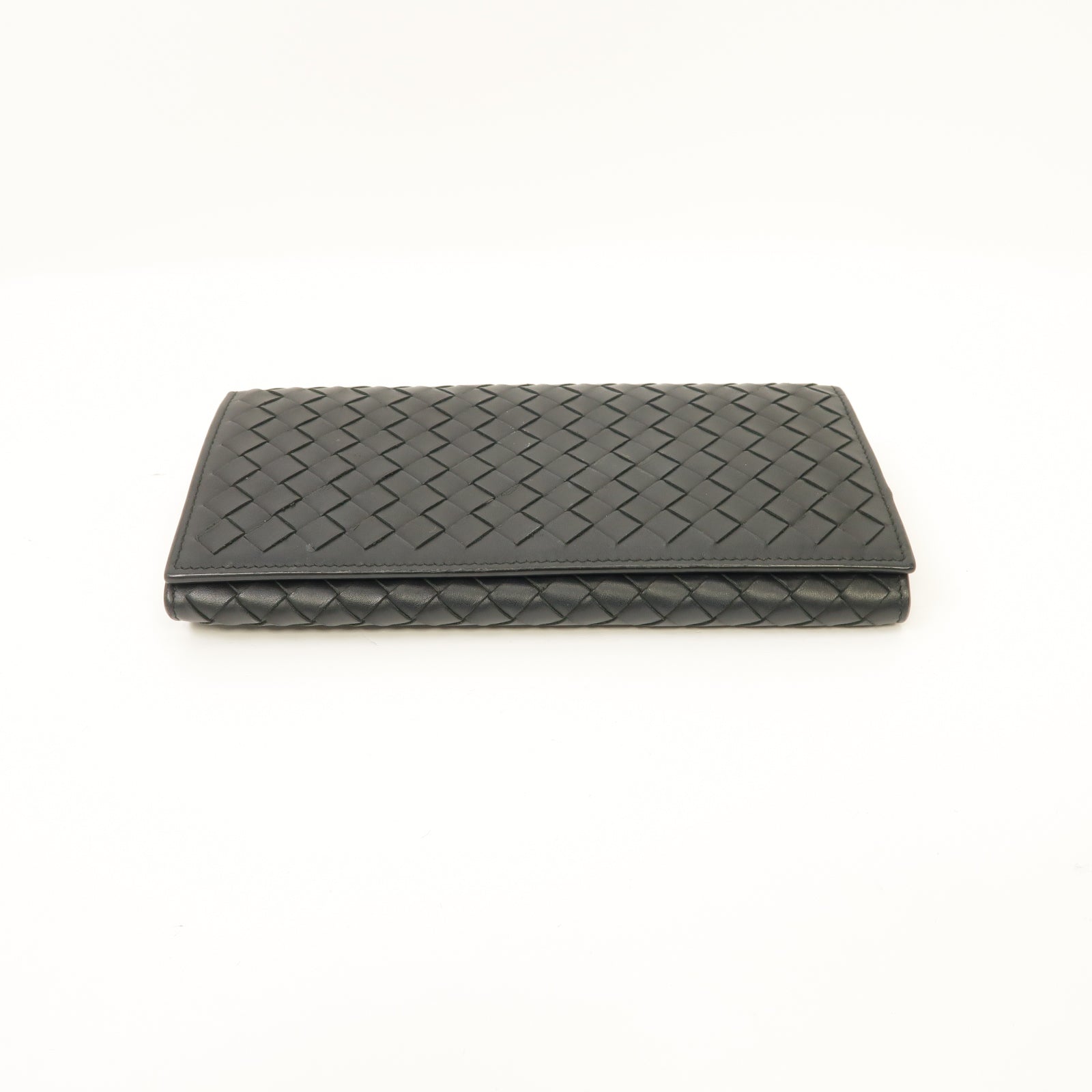 BOTTEGA VENETA 織紋皮革Long Wallet銀扣長錢包黑色