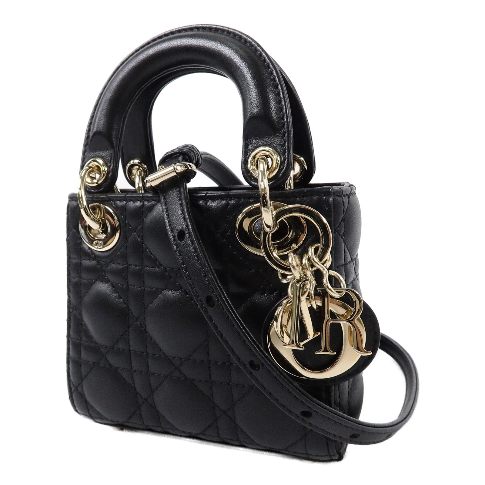 Dior 羊皮皮革Lady Dior Micro手挽肩背兩用袋