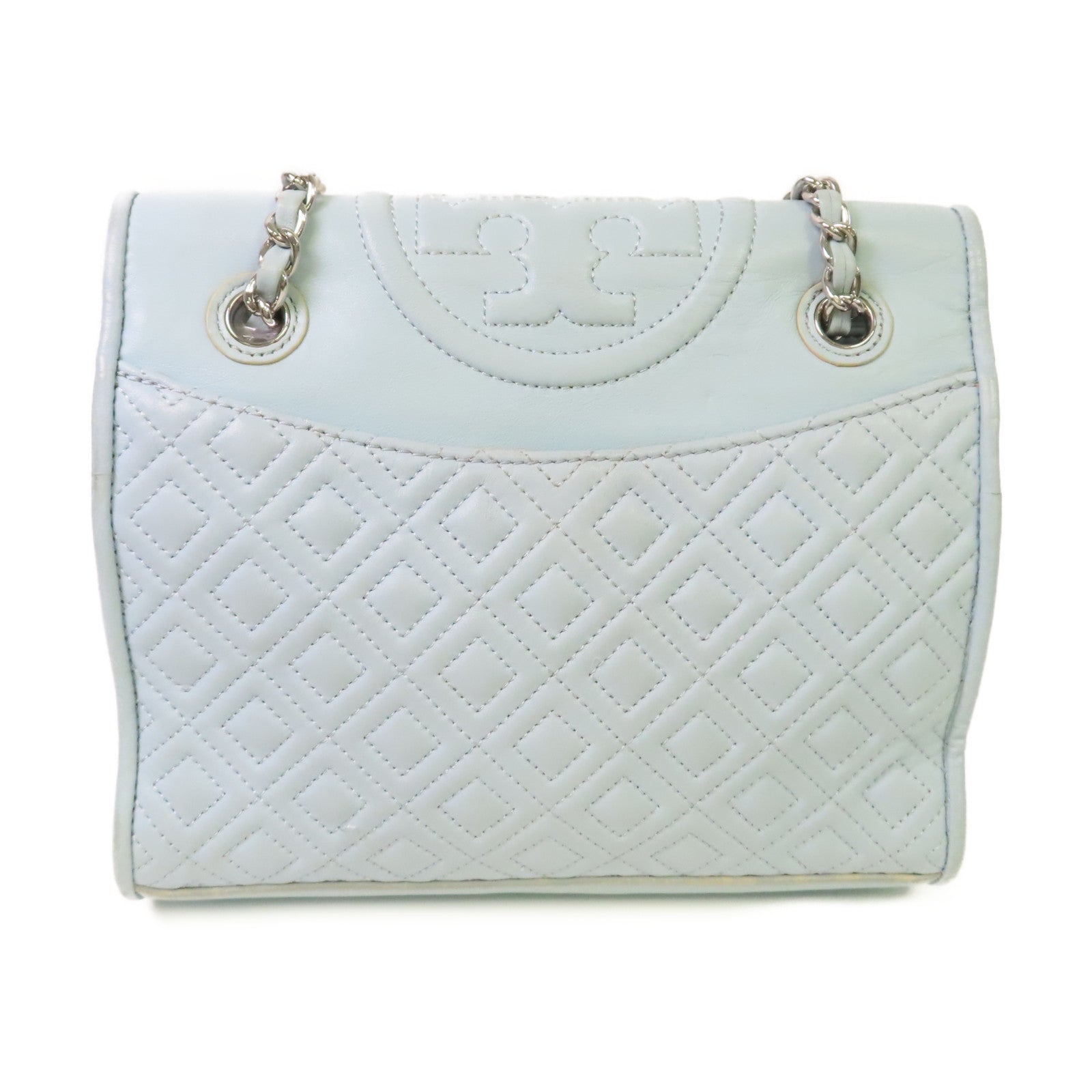 Tory Burch 【激減優惠】牛皮皮革Chain Shoulder Bag鏈帶肩背袋淺藍色