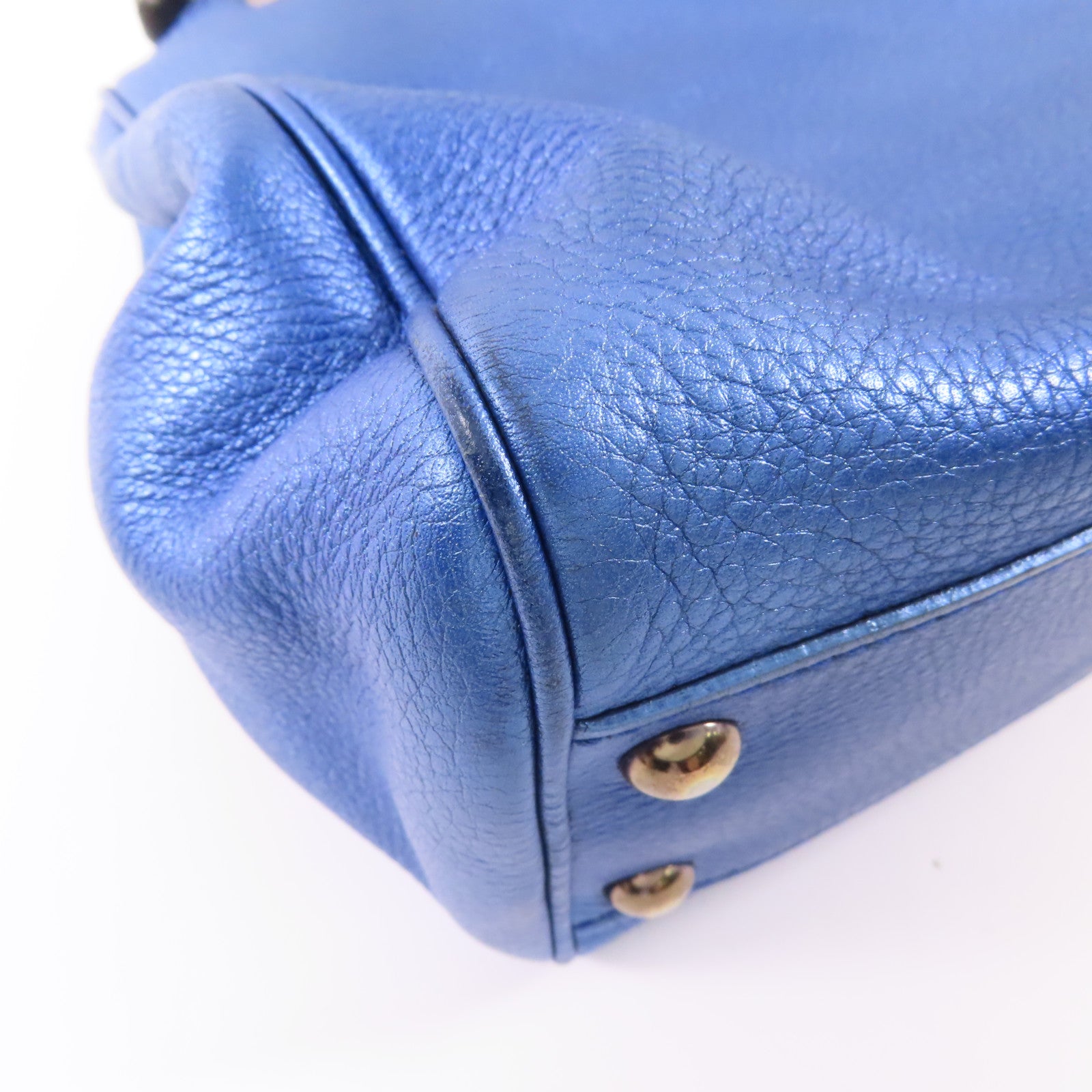 GUCCI GG Bamboo Handbag 336032 Calfskin Leather Blue