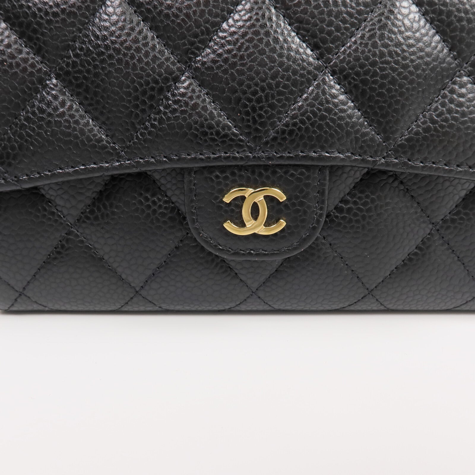 CHANEL 牛皮皮革Long Wallet金扣長錢包