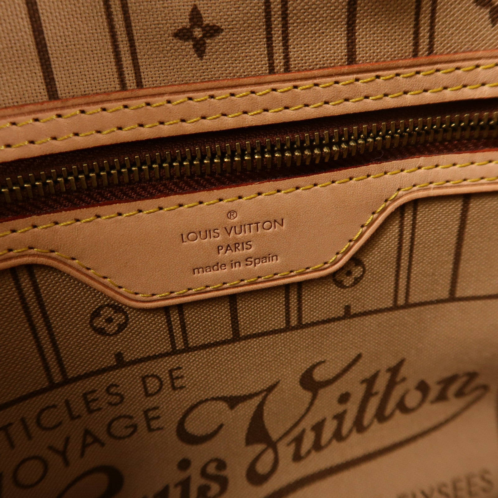 LOUIS VUITTON Monogram Neverfull MM金扣手挽袋棕色