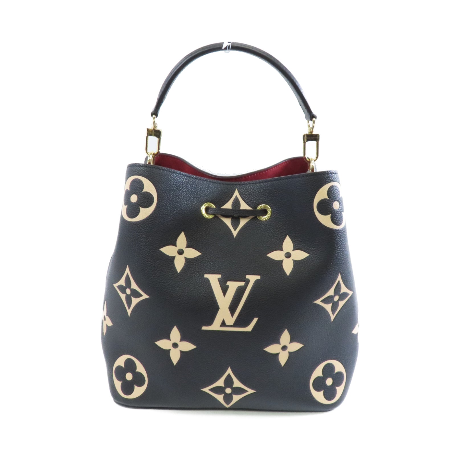 LOUIS VUITTON Monogram Empreinte Neo Noe MM金扣手挽肩背兩用袋黑色/米色