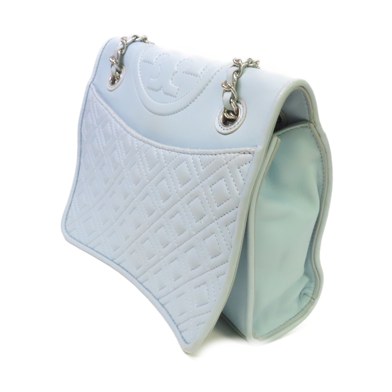 Tory Burch 【激減優惠】牛皮皮革Chain Shoulder Bag鏈帶肩背袋淺藍色