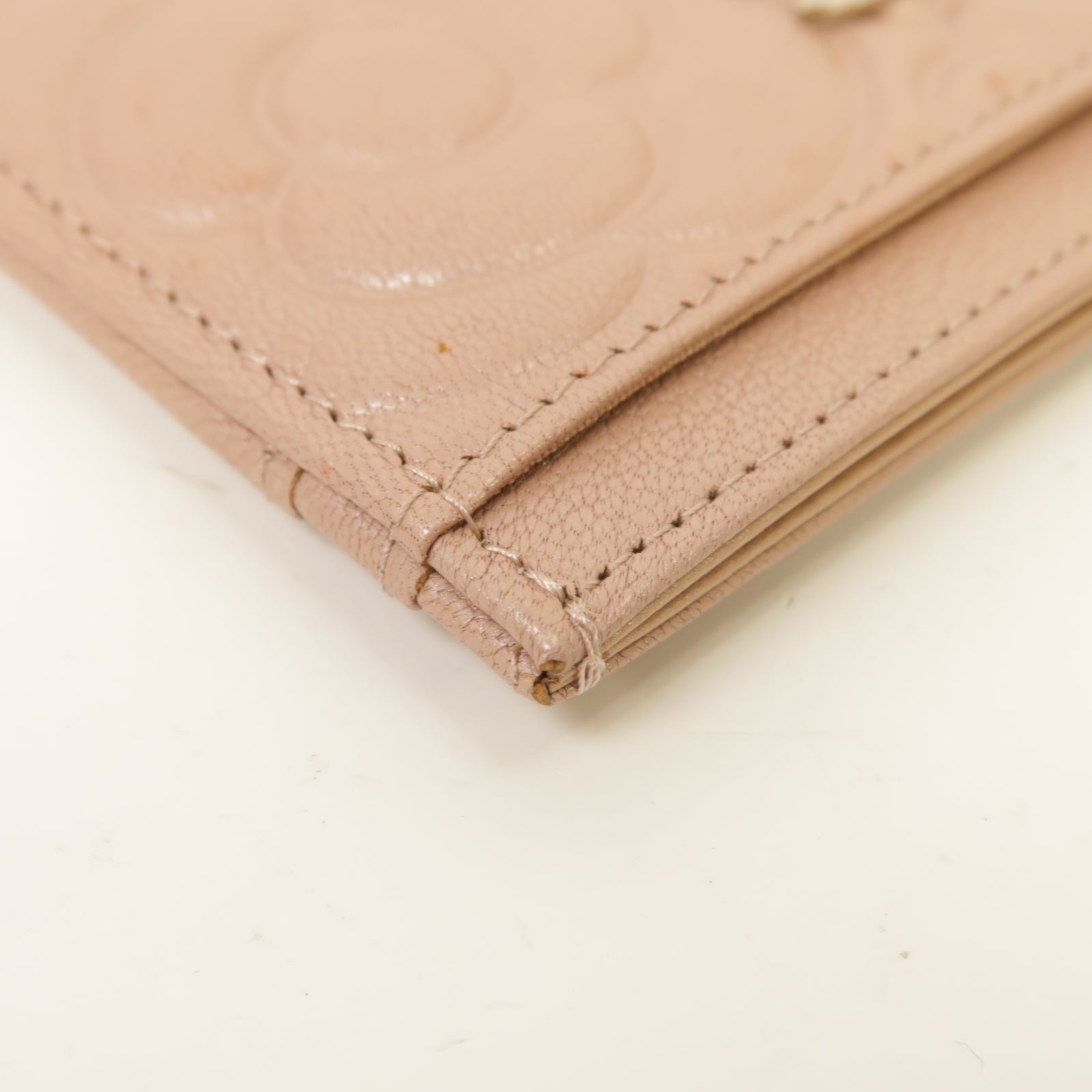 CHANEL 皮革Card Case銀扣卡片套粉紅色