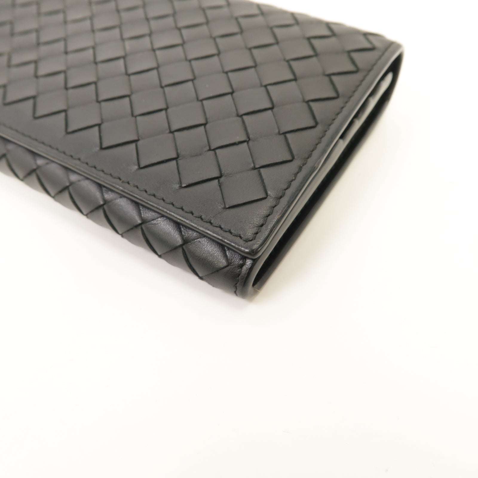 BOTTEGA VENETA 織紋皮革Long Wallet銀扣長錢包黑色