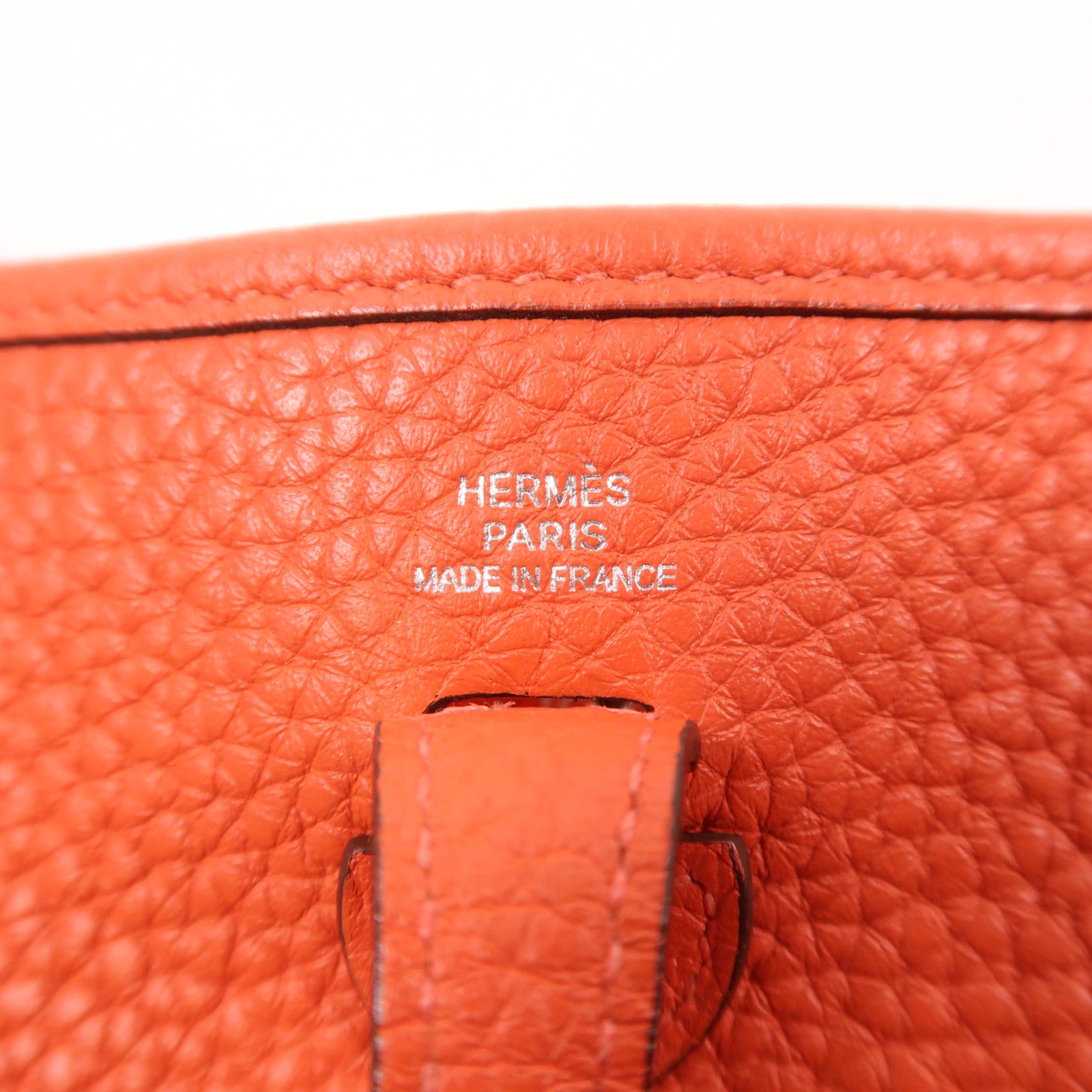 HERMES Clemence皮革Evelyne TPM銀扣肩背袋9J Feu