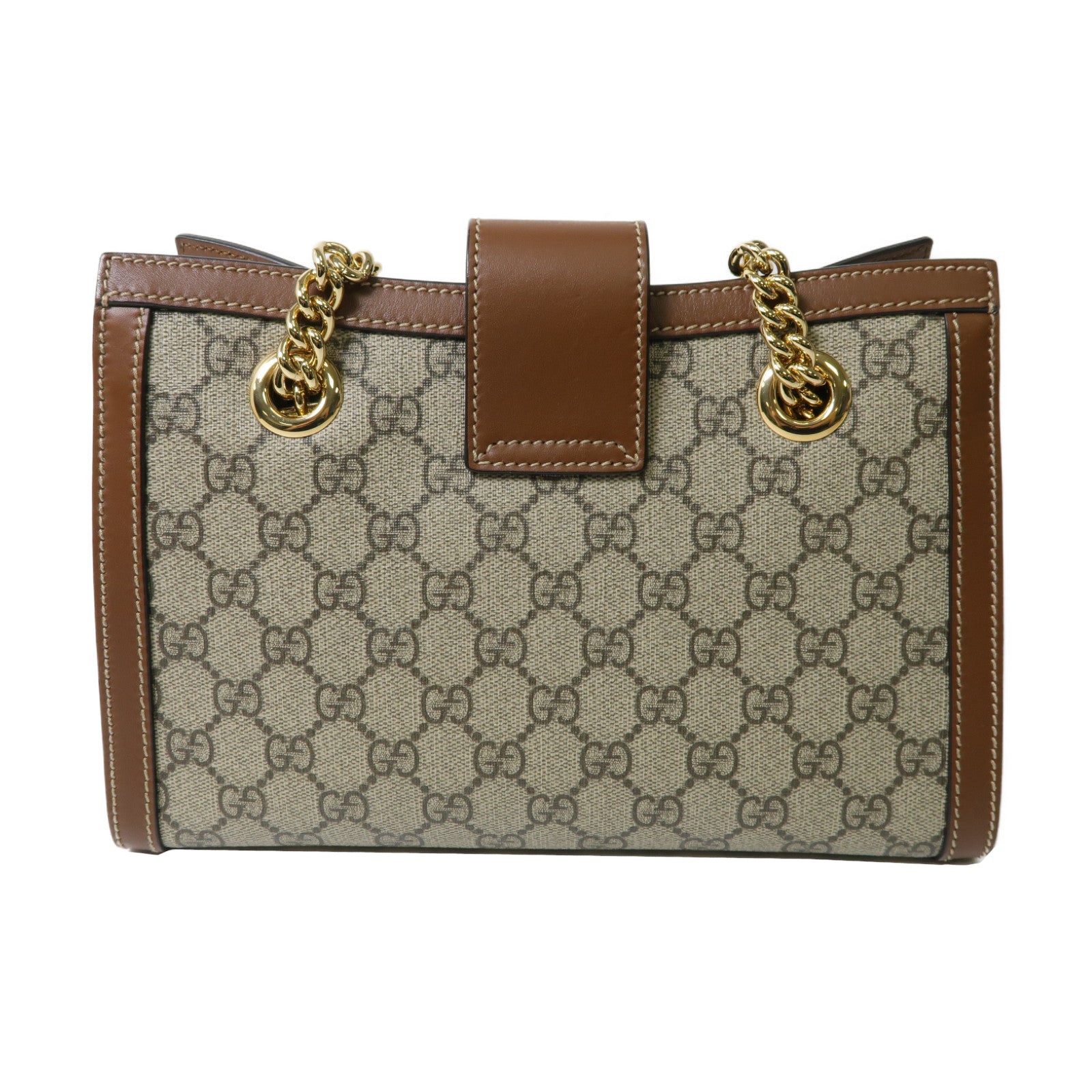 GUCCI 塗層帆布Padlock Small GG金扣肩背袋啡色