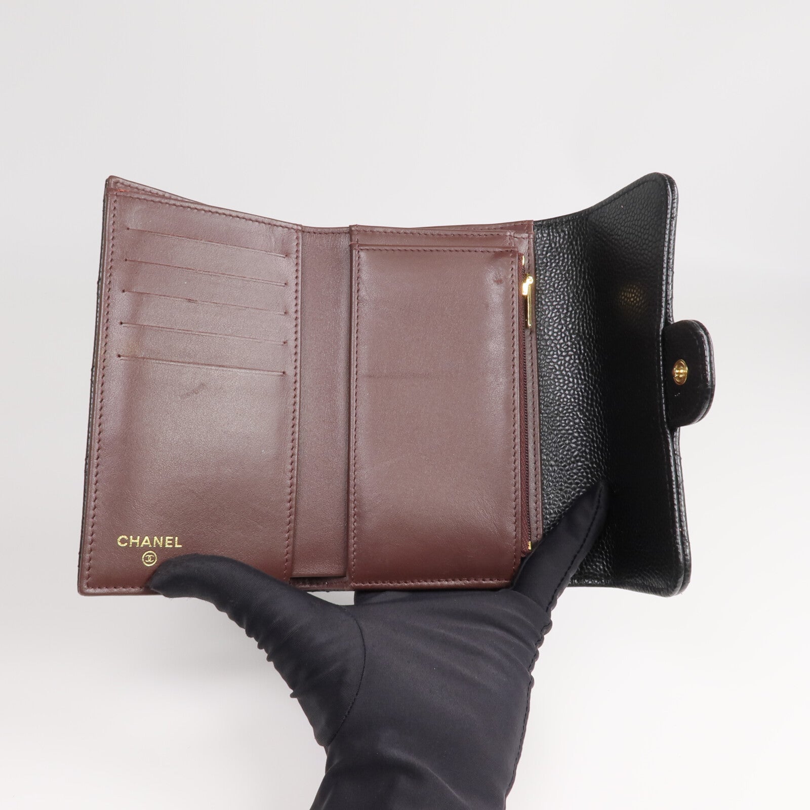 CHANEL 牛皮皮革Long Wallet金扣長錢包