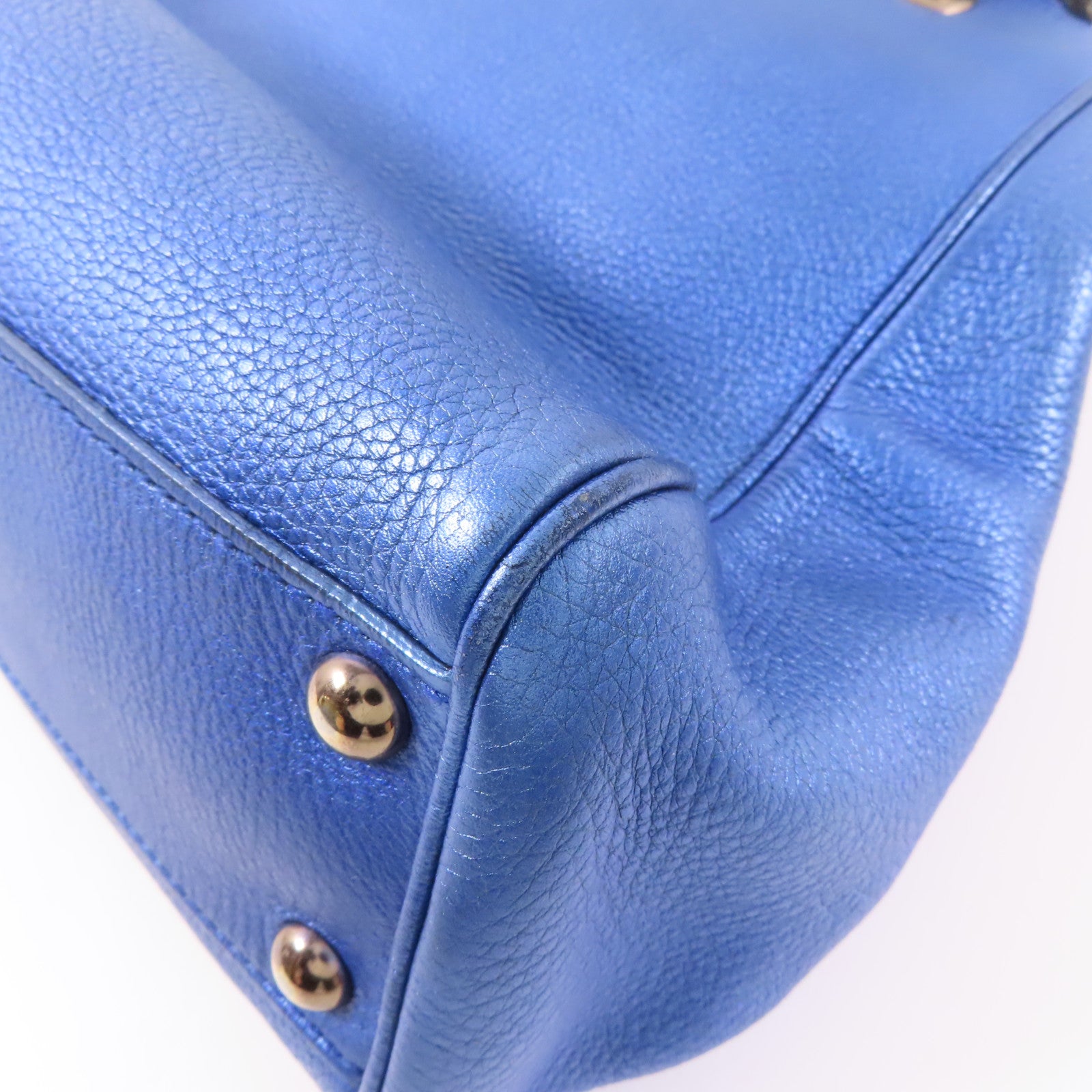 GUCCI GG Bamboo Handbag 336032 Calfskin Leather Blue