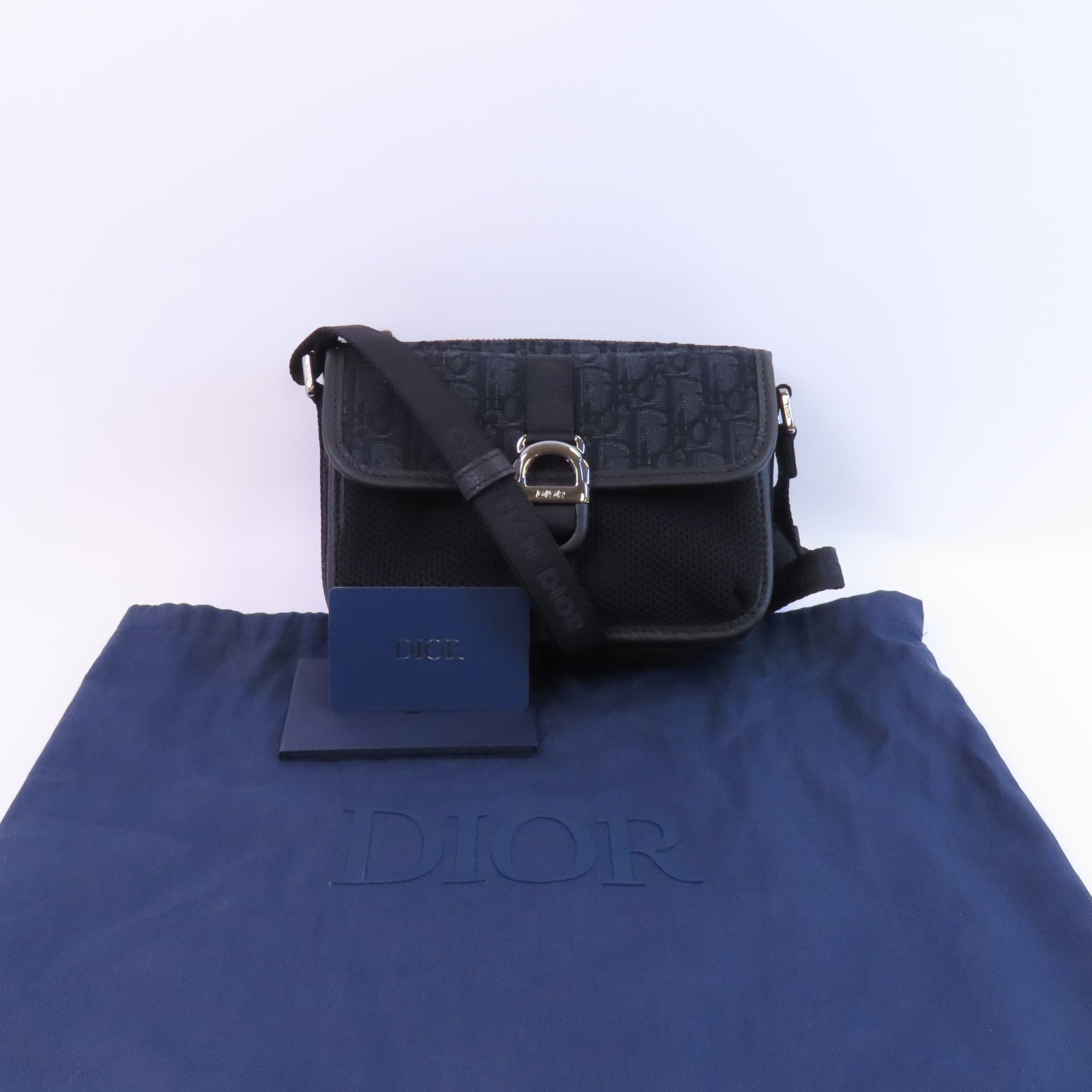 Dior Oblique帆布Mini Dior 8 Bag With Strap銀扣肩背袋
