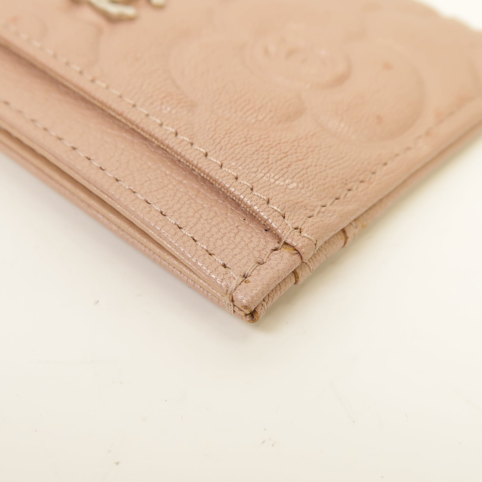 CHANEL 皮革Card Case銀扣卡片套粉紅色