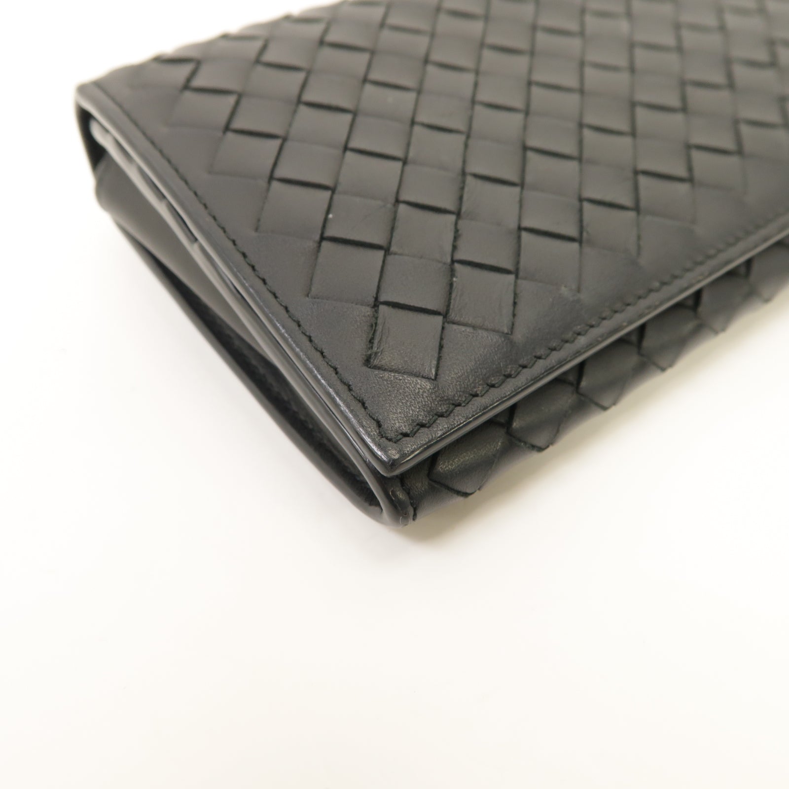 BOTTEGA VENETA 織紋皮革Long Wallet銀扣長錢包黑色