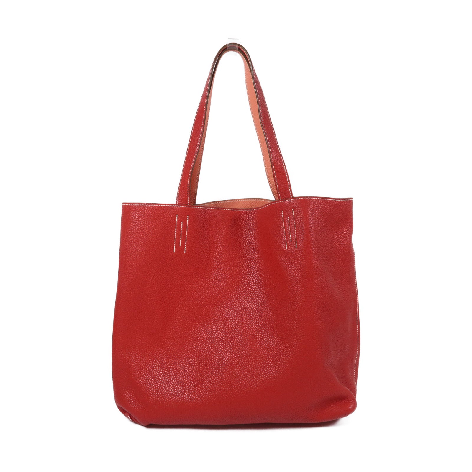 HERMES Clemence皮革Double Sens肩背袋Rouge Casaque/紅色