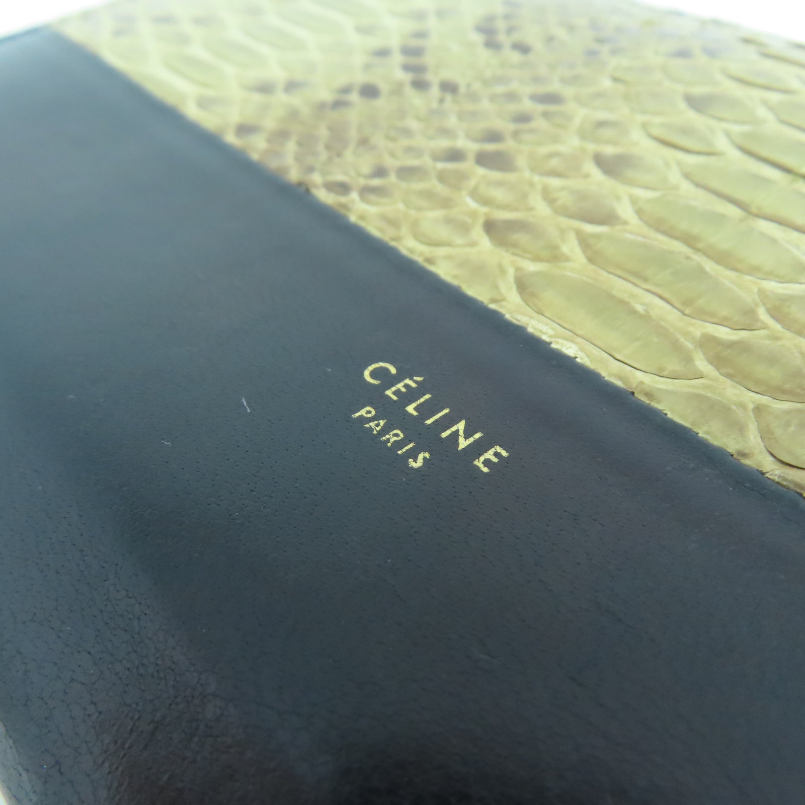 CELINE 【清倉大減價】牛皮皮革/蛇皮皮革Long Wallet金扣長錢包黑色/棕色
