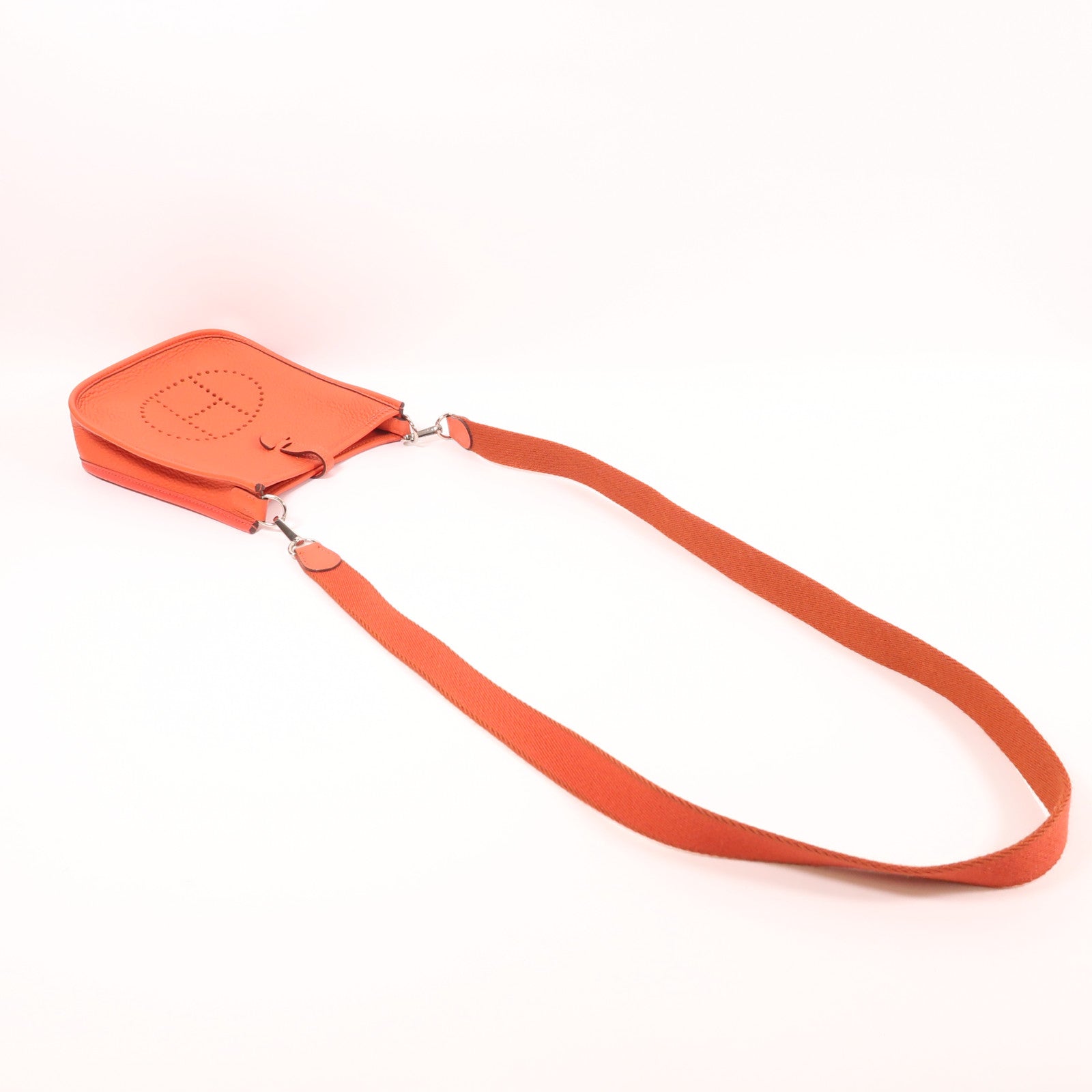 HERMES Clemence皮革Evelyne TPM銀扣肩背袋9J Feu