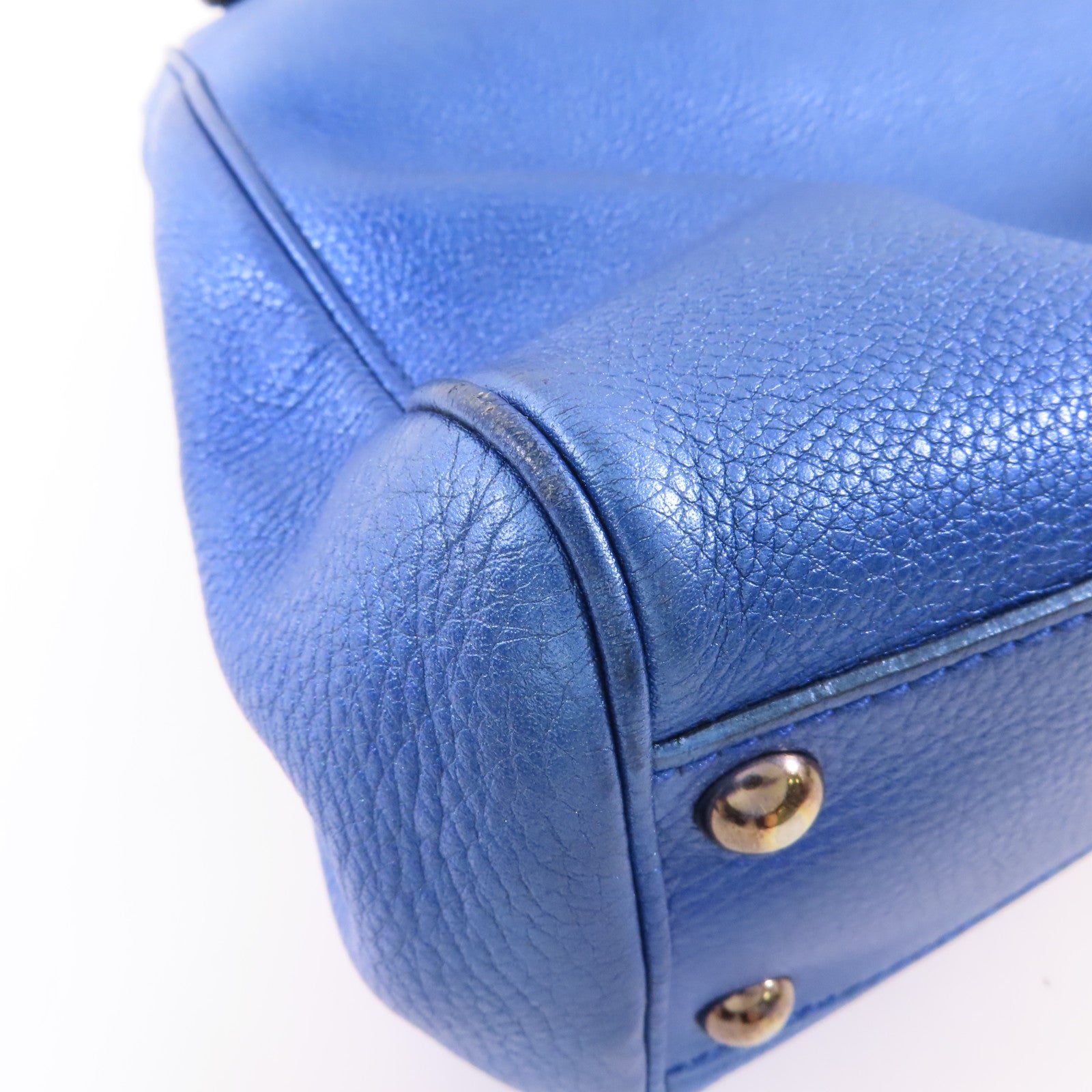 GUCCI GG Bamboo Handbag 336032 Calfskin Leather Blue