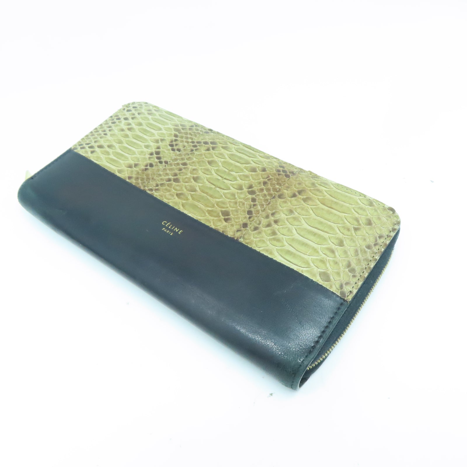 CELINE 【清倉大減價】牛皮皮革/蛇皮皮革Long Wallet金扣長錢包黑色/棕色