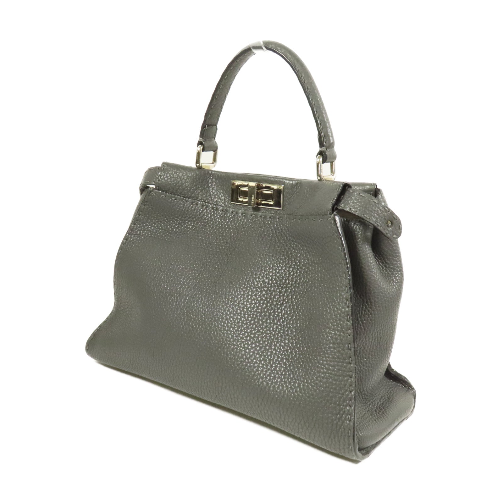 FENDI 牛皮皮革Peekaboo Medium銀扣手挽肩背兩用袋
