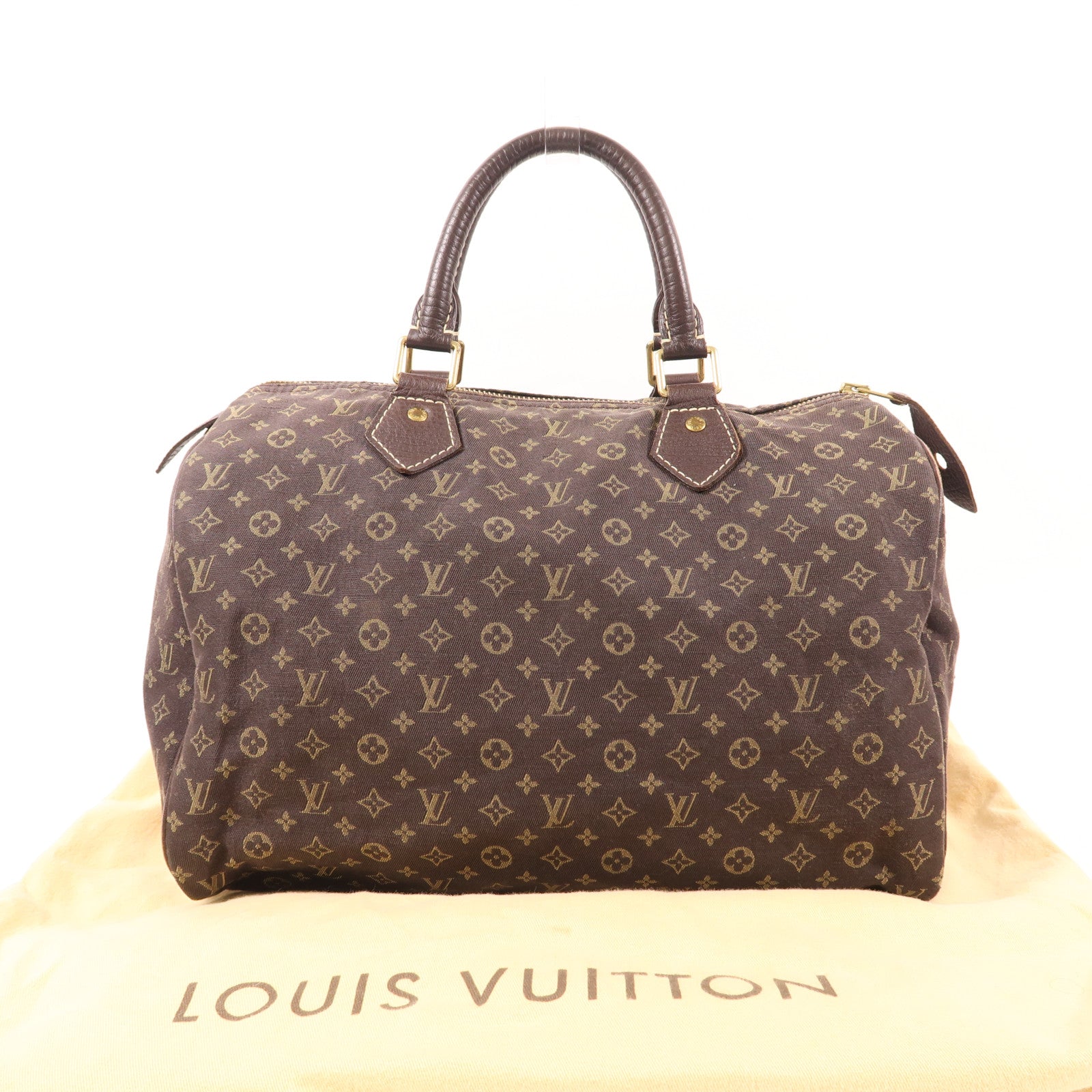 LOUIS VUITTON LV GHW Speedy 30 Handbag M95224 Monogram Mini Lin Brown
