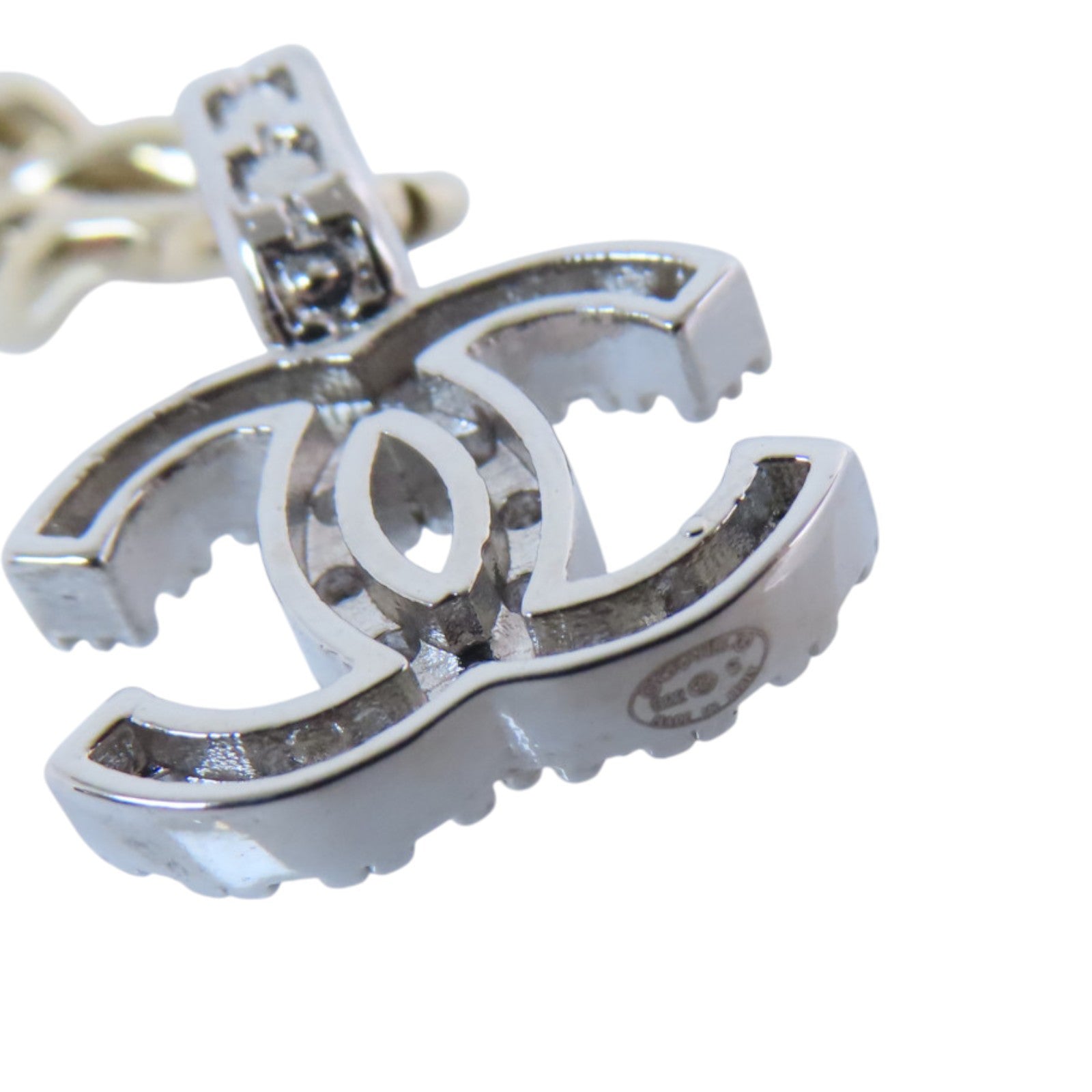 CHANEL 金屬/水鑽CC Chain Earrings金扣耳環