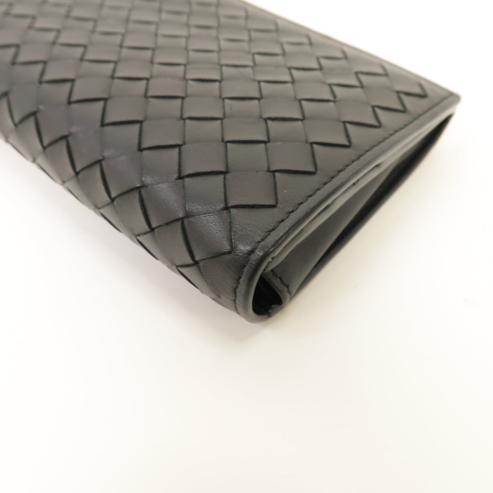 BOTTEGA VENETA 織紋皮革Long Wallet銀扣長錢包黑色