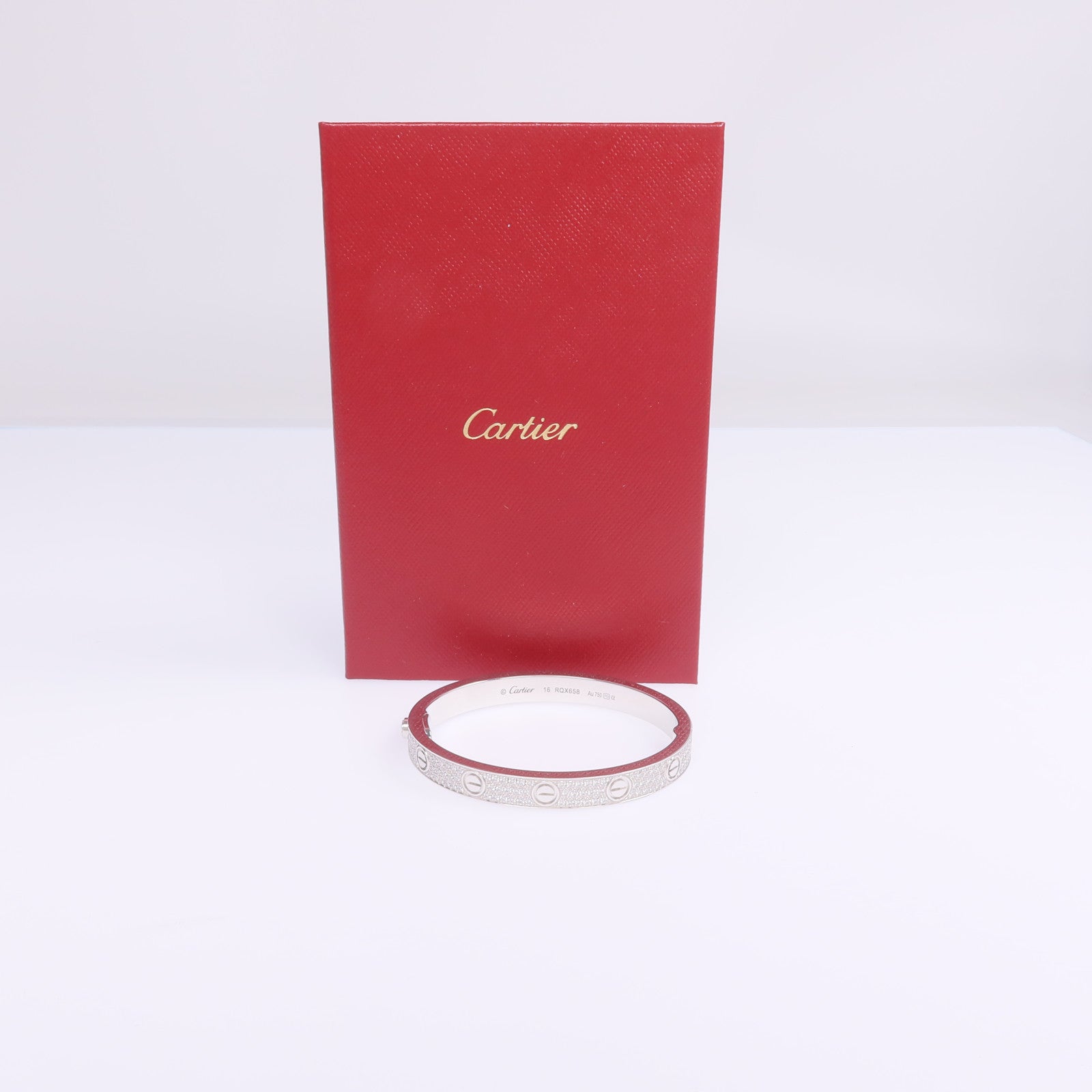 CARTIER 【激減優惠】18K白金Love Bracelet Classic Model Paved Diamonds鑽石手鐲Cartier#16
