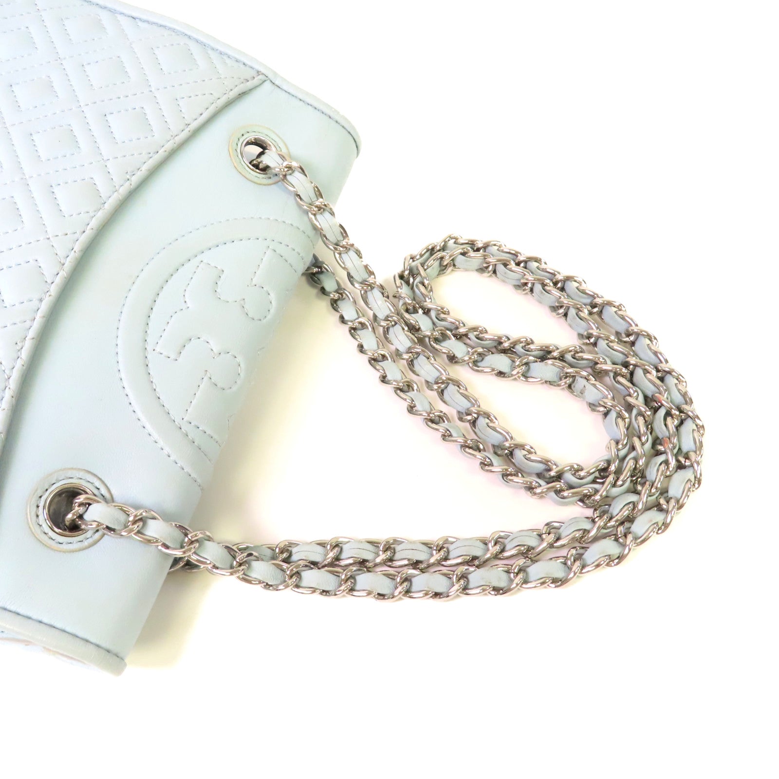 Tory Burch 【激減優惠】牛皮皮革Chain Shoulder Bag鏈帶肩背袋淺藍色