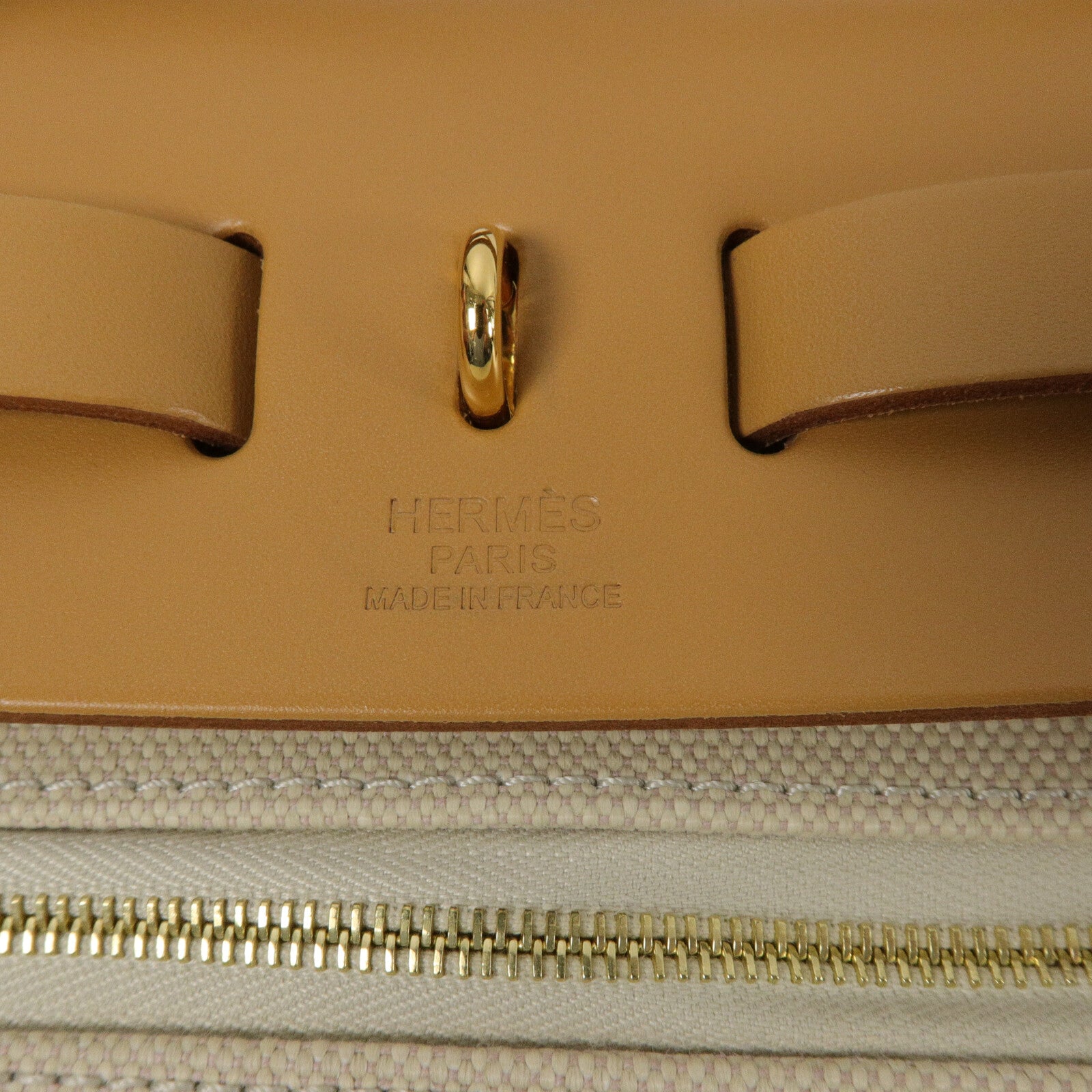 HERMES 帆布Herbag PM手挽肩背兩用袋Fauve